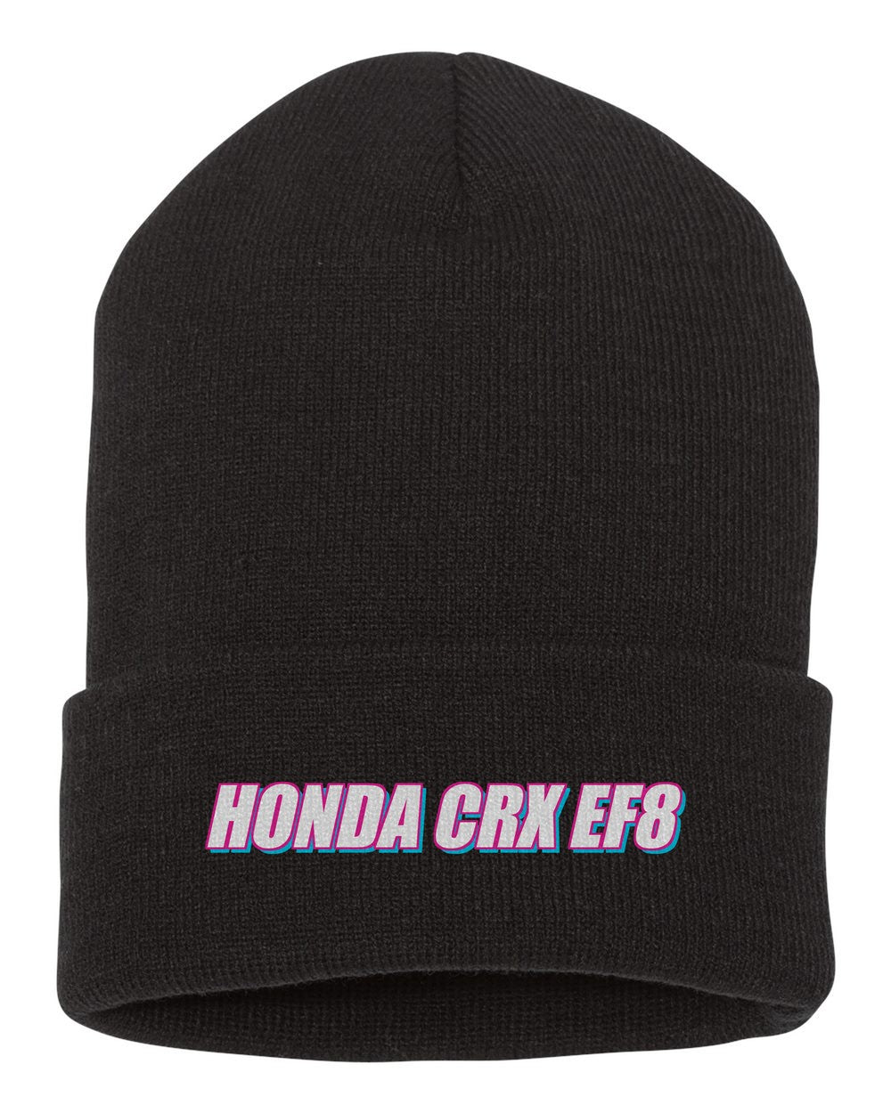 Honda Crx Ef8 black beanie front view with car name