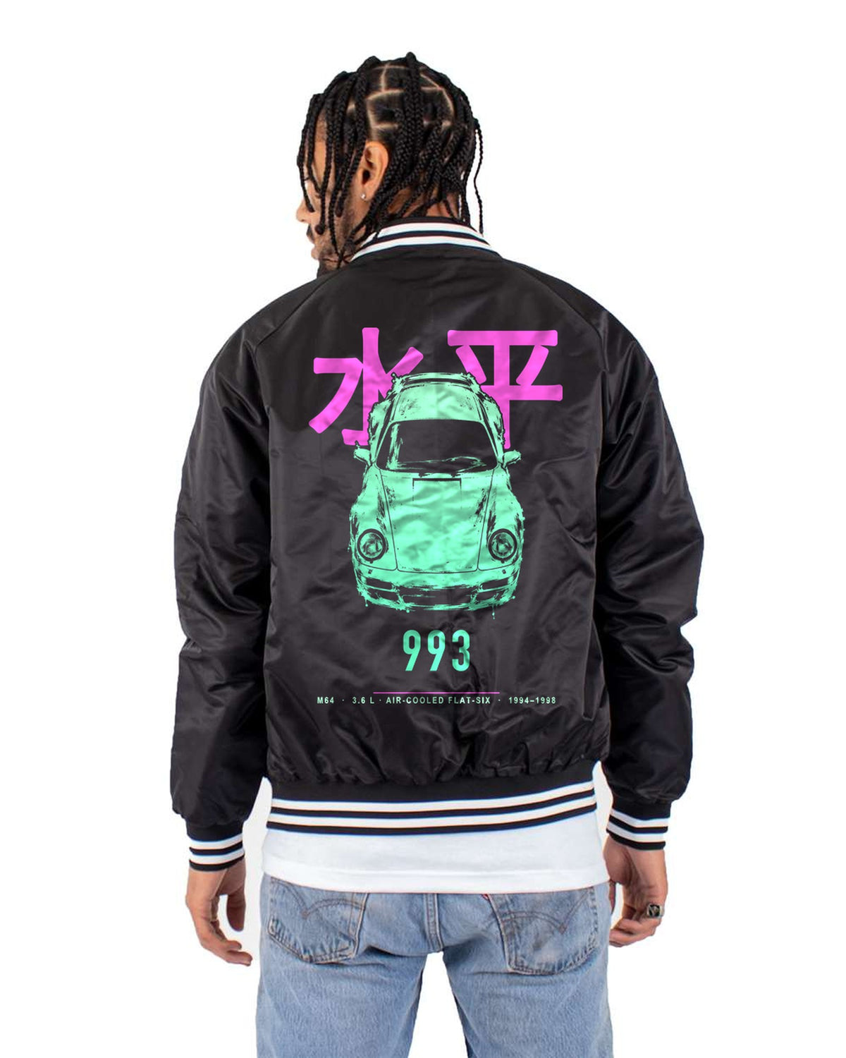993 M64 Full-Back Graphic Tee Bomber Jacket Black back
