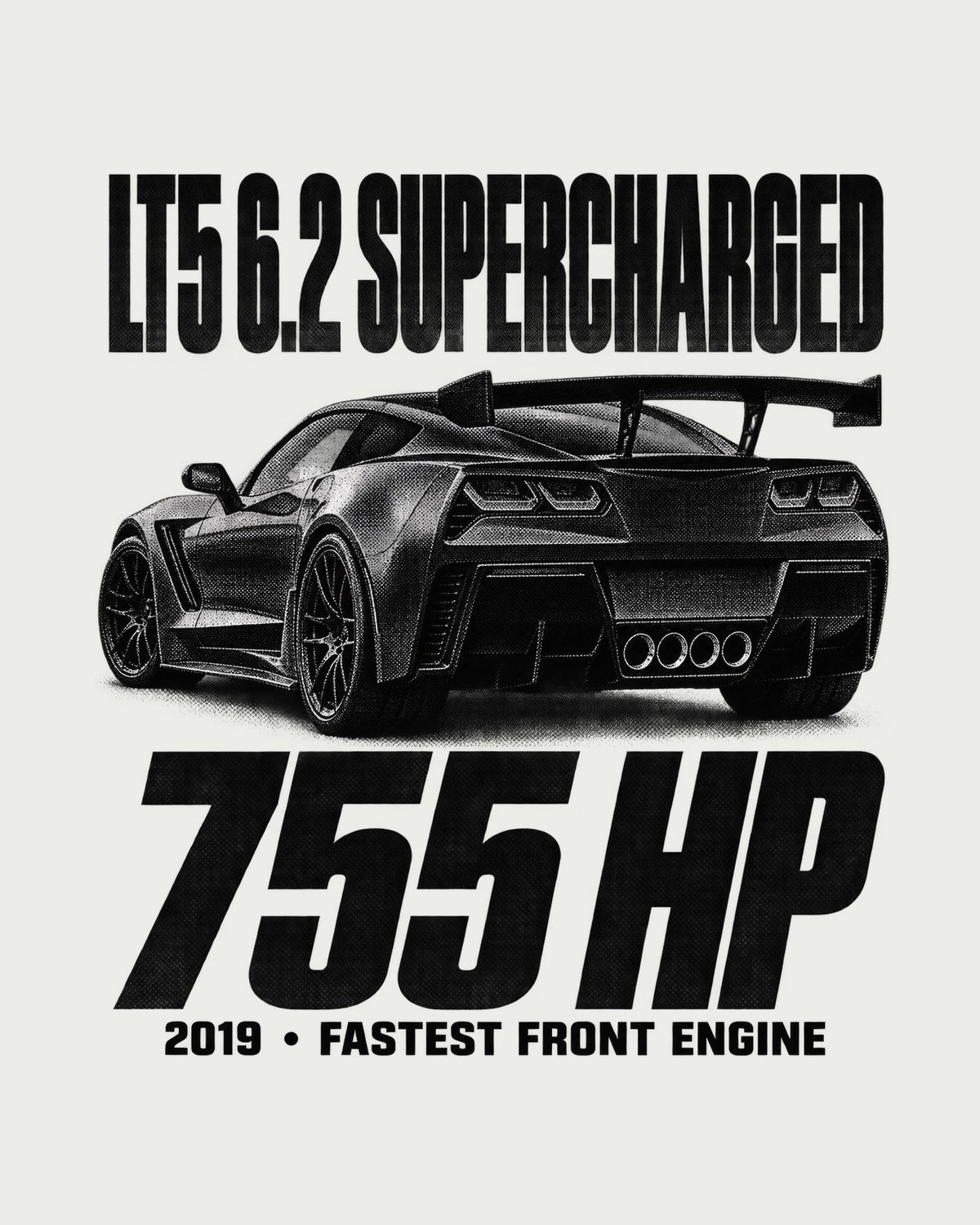 Corvette C7 ZR1 2019 LT5 755 HP Halftone Statement Shirt design only