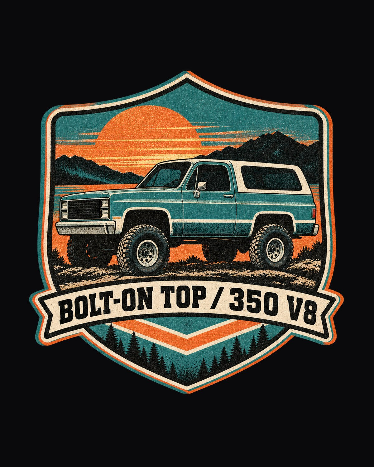 Chevrolet K5 Blazer Riso Sunset Print Shirt, 350 V8 Gift design only