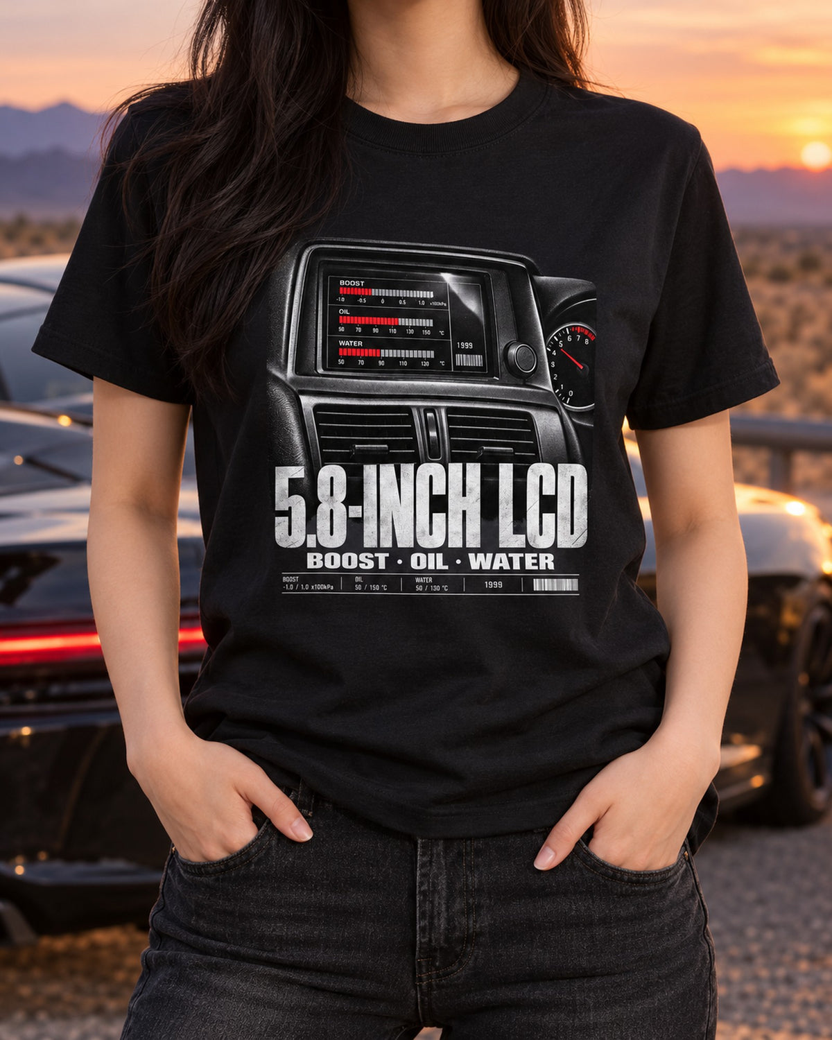 R34 Skyline GT-R BNR34 Multifunction Display Shirt T-Shirt Black worn hero