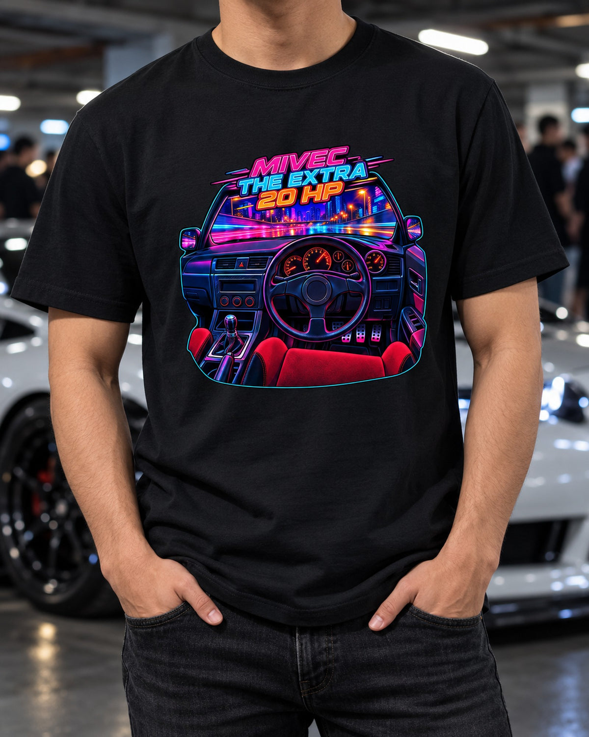 Mitsubishi Lancer Evolution IX MR CT9A Neon Gauge Cluster Shirt T-Shirt Black worn hero