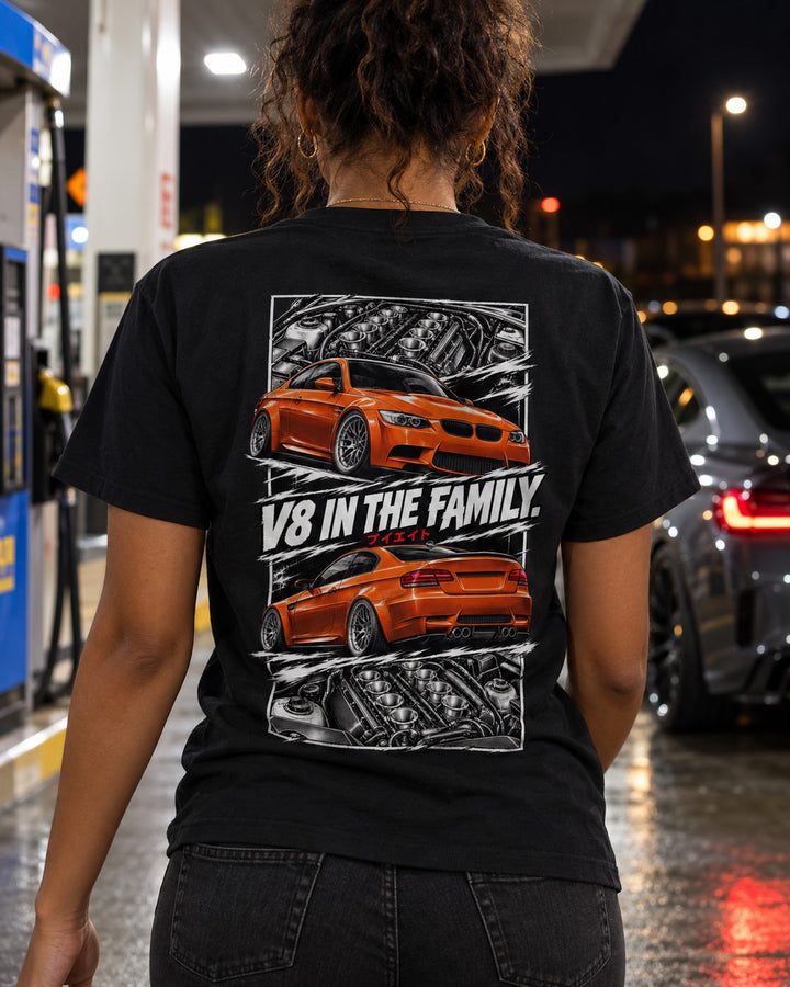 BMW E92 M3 Torn Poster Full-Back Graphic Tee T-Shirt Black worn hero