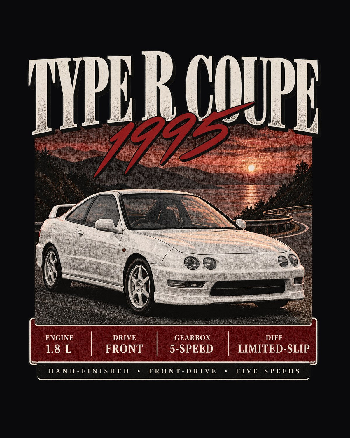 Honda Integra DC2 Type R Coupe Archive Panel Shirt, The Teg design only