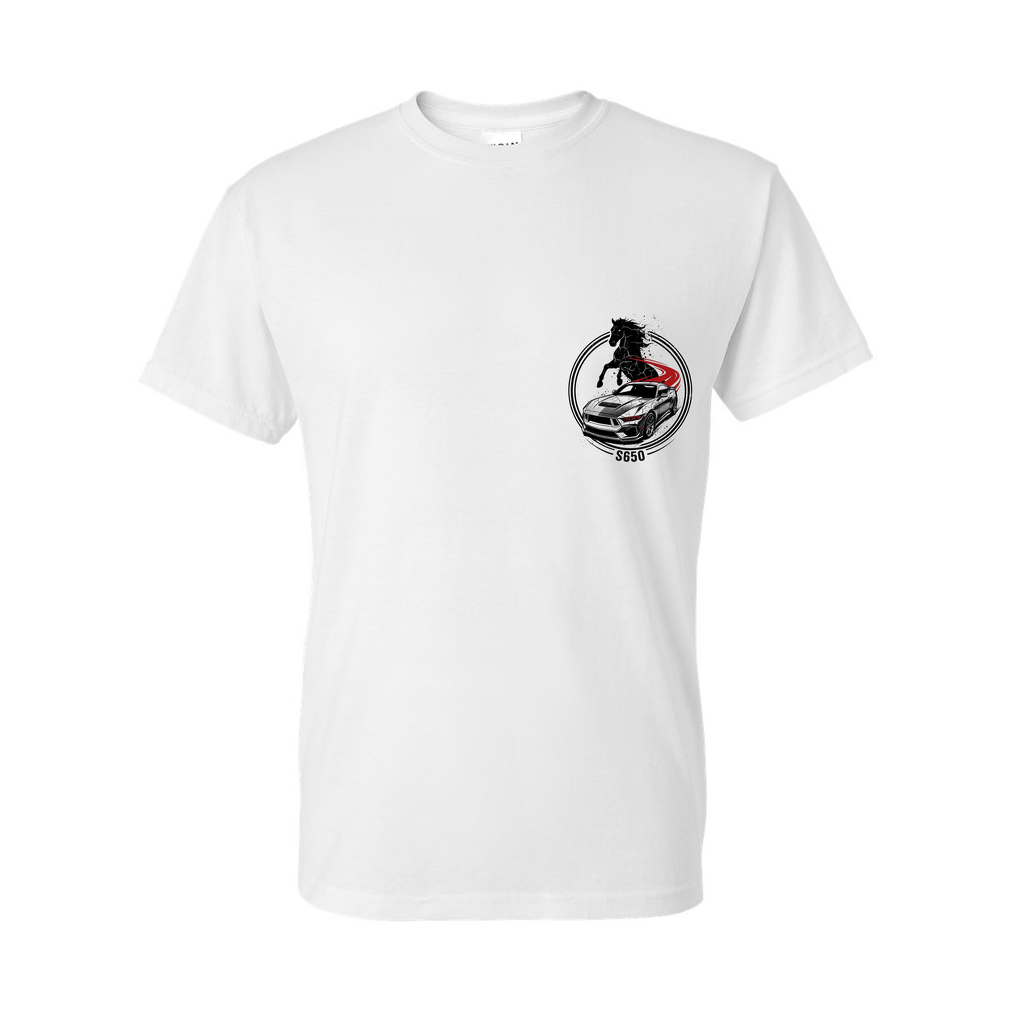 Mustang S650 Stallion T-Shirt — White front emblem