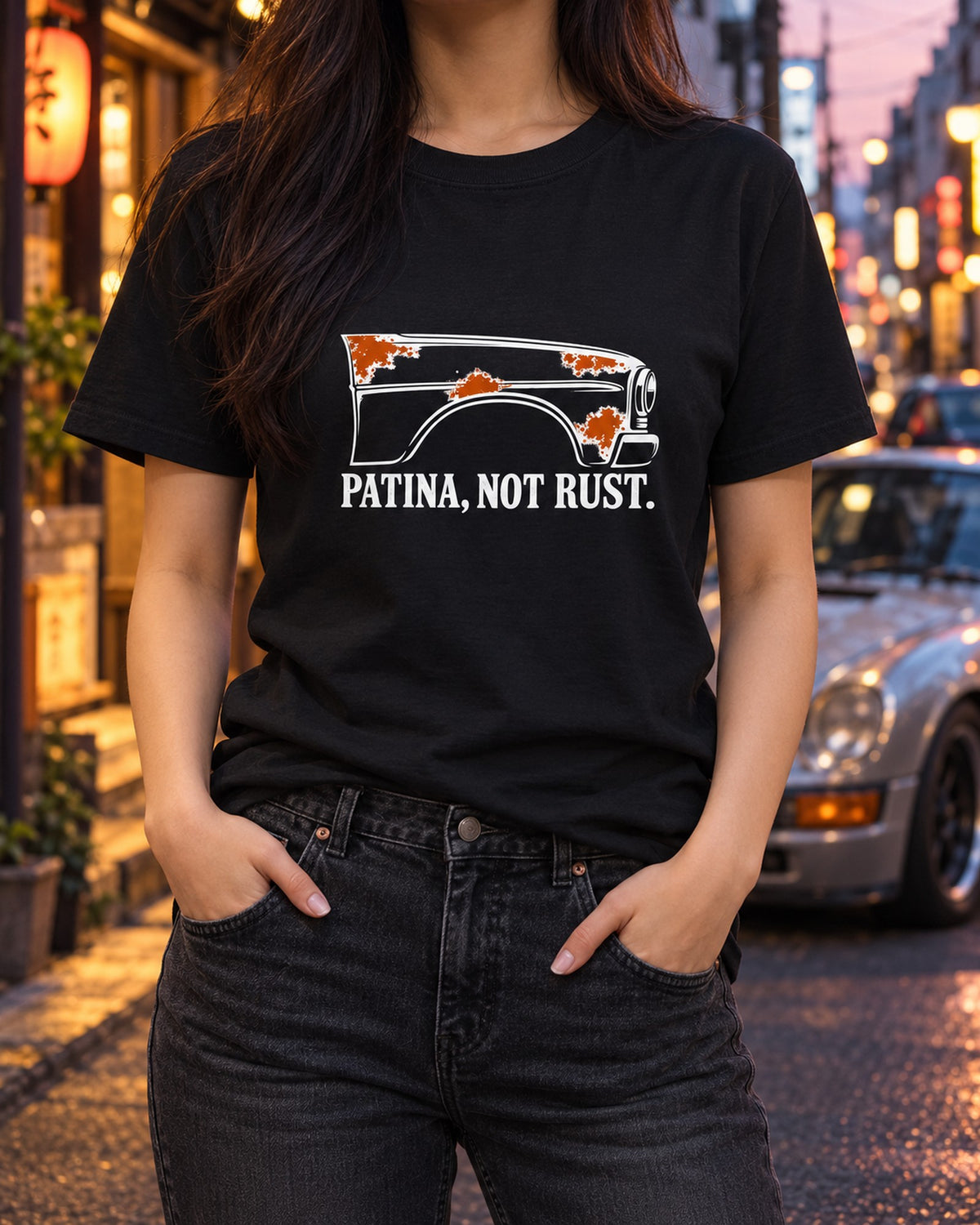Funny Patina Not Rust Shirt for Car Guys T-Shirt Black worn hero