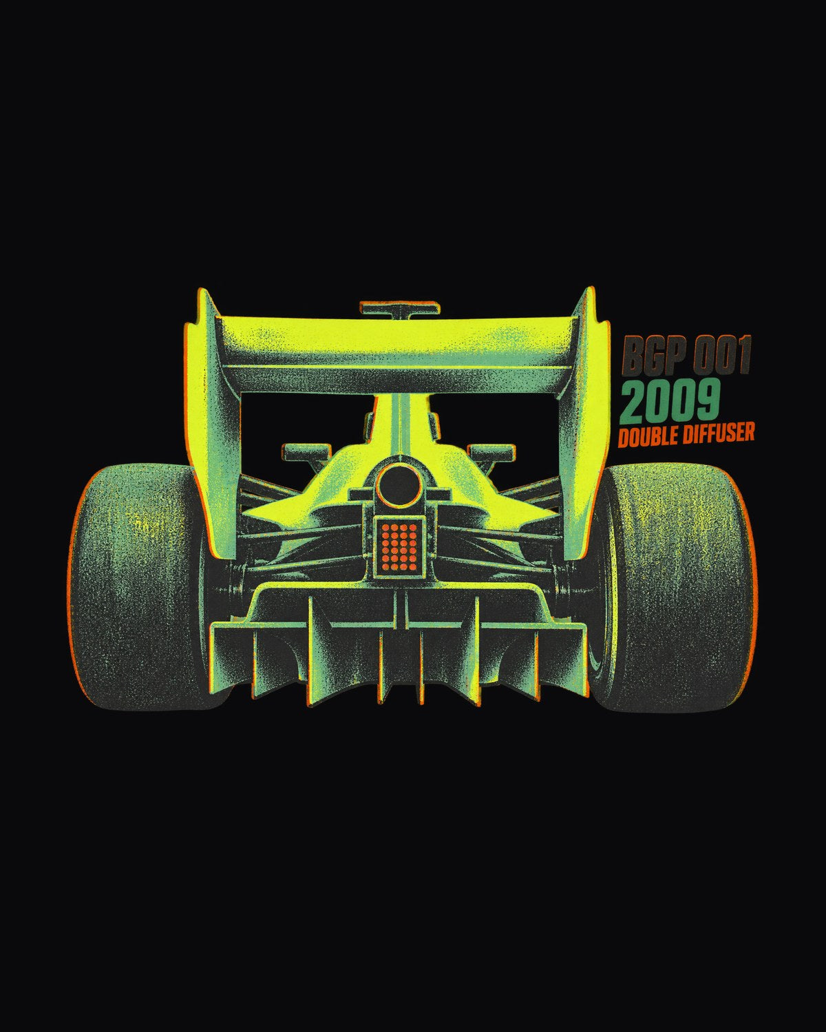 Brawn BGP 001 Double Diffuser Shirt, 2009 F1 Risograph Print design only