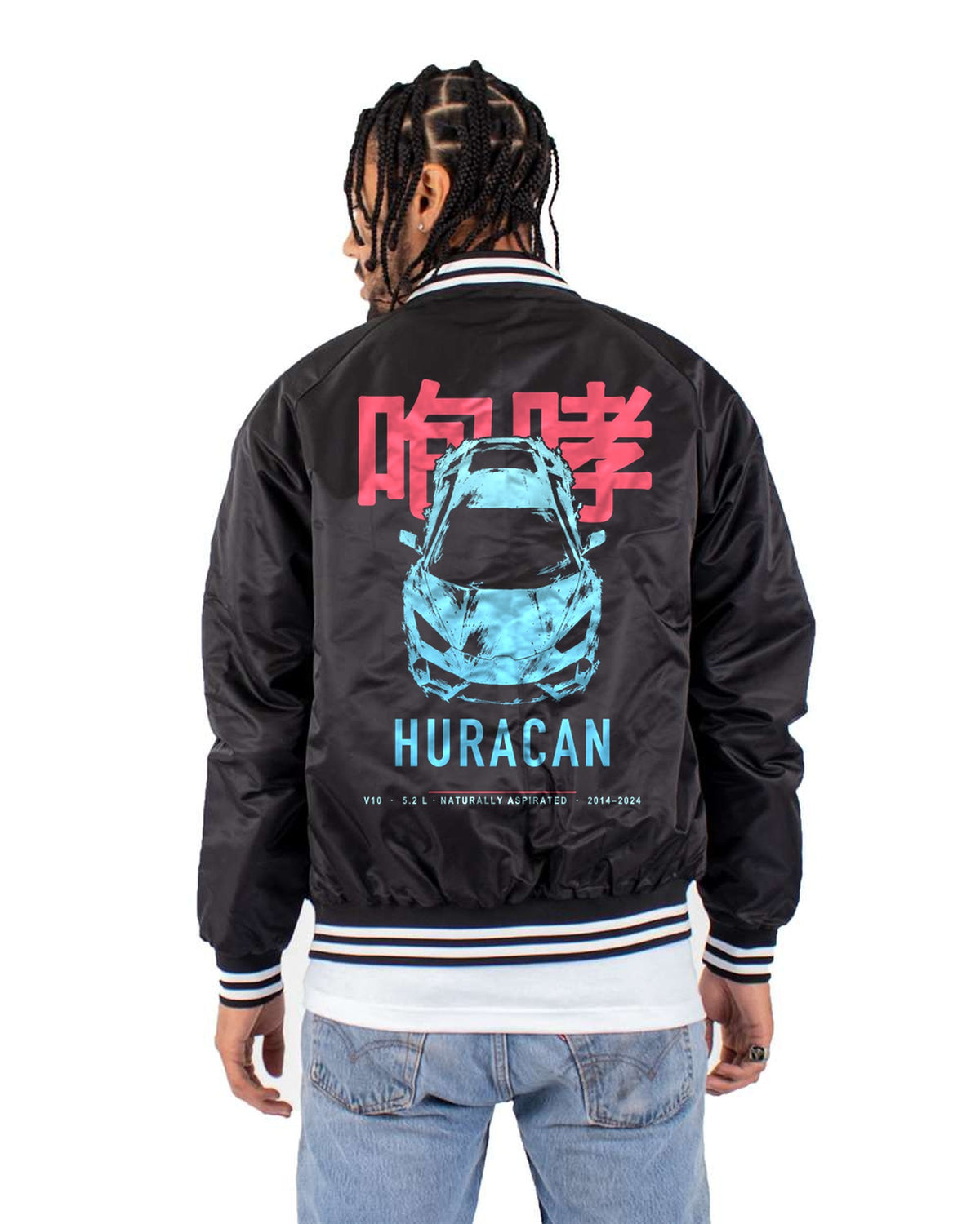 HURACAN V10 Full-Back Graphic Tee Bomber Jacket Black back