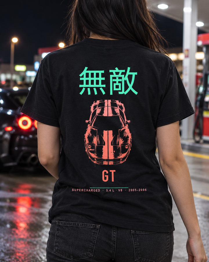 2005 GT Supercharged V8 Full-Back Graphic Tee T-Shirt Black worn hero