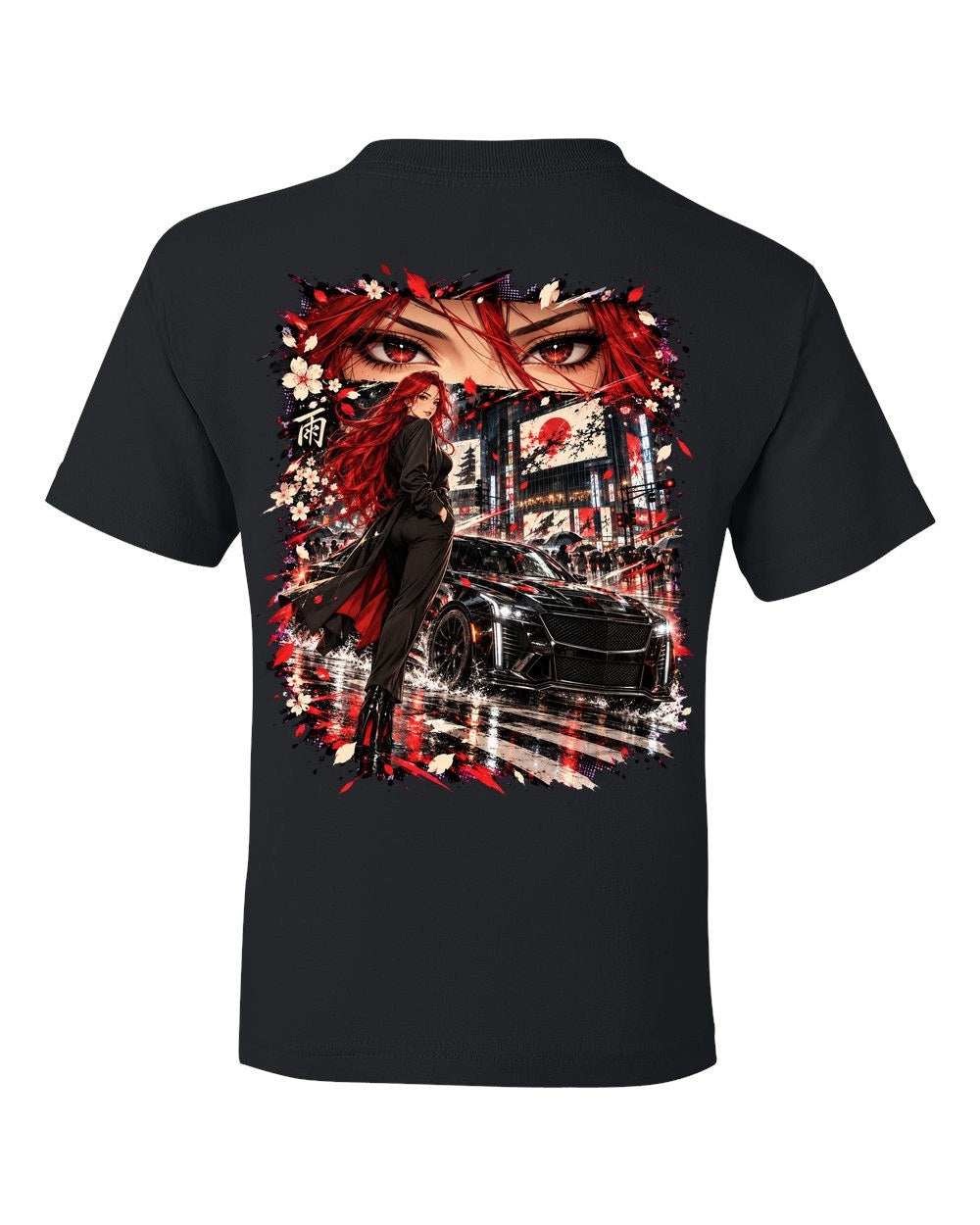 Cadillac CT5-V Blackwing Anime Girl Kids Tee Black back