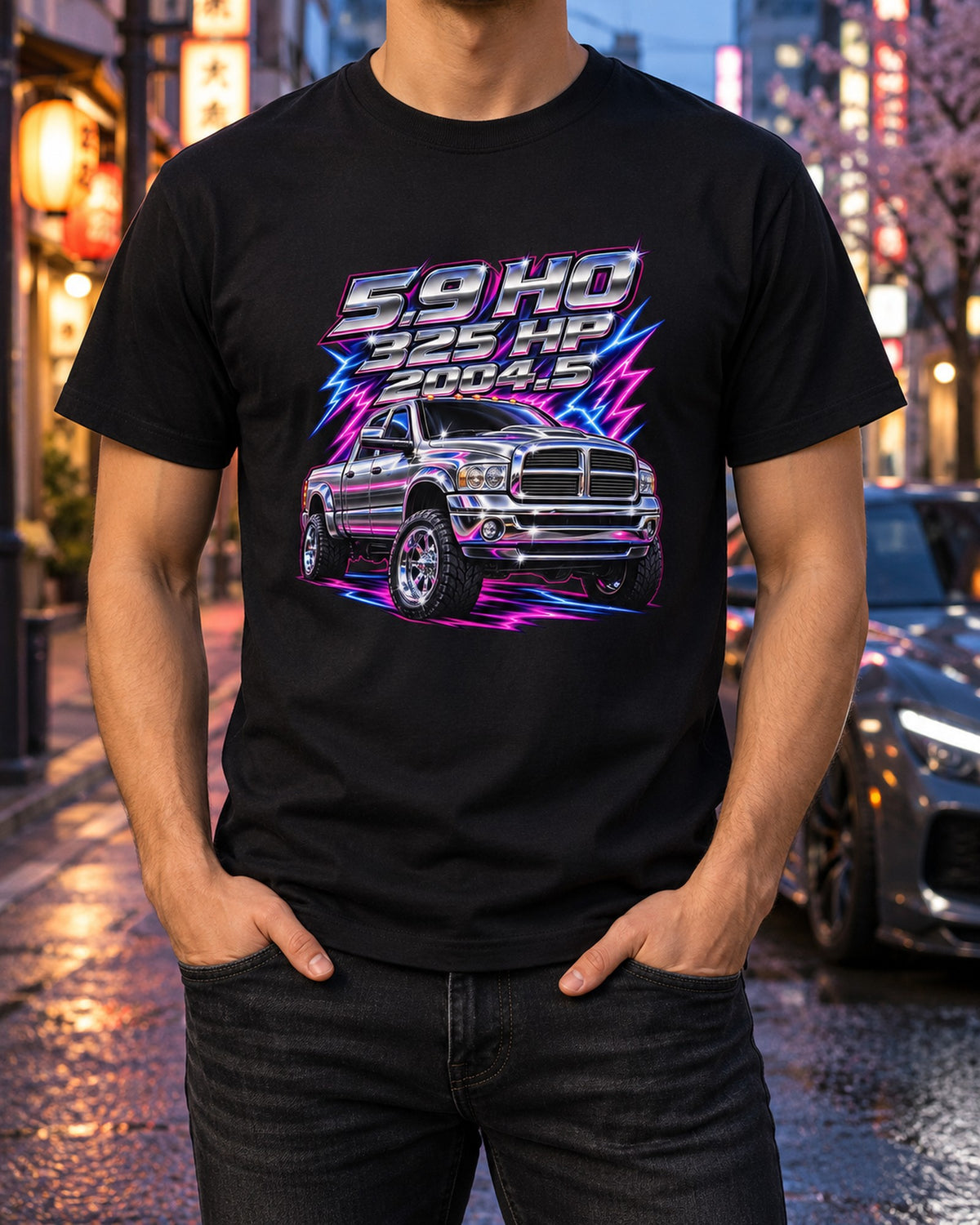 Chrome Airbrush Dodge Ram 2500 5.9 Cummins Shirt, Third Gen T-Shirt Black worn hero