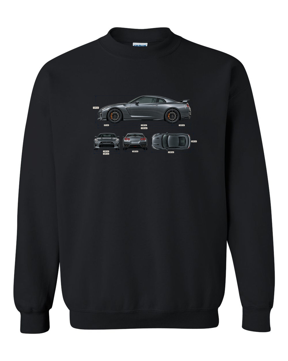 Nissan GT-R50 Italdesign Spec Poster black crewneck front view with the design