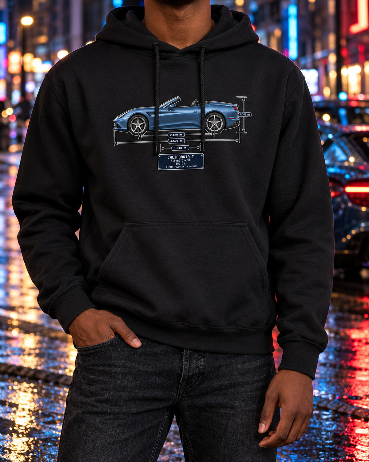 Ferrari California T Dimension Blueprint Shirt, F154BB Pull Over Hoodie Black worn hero