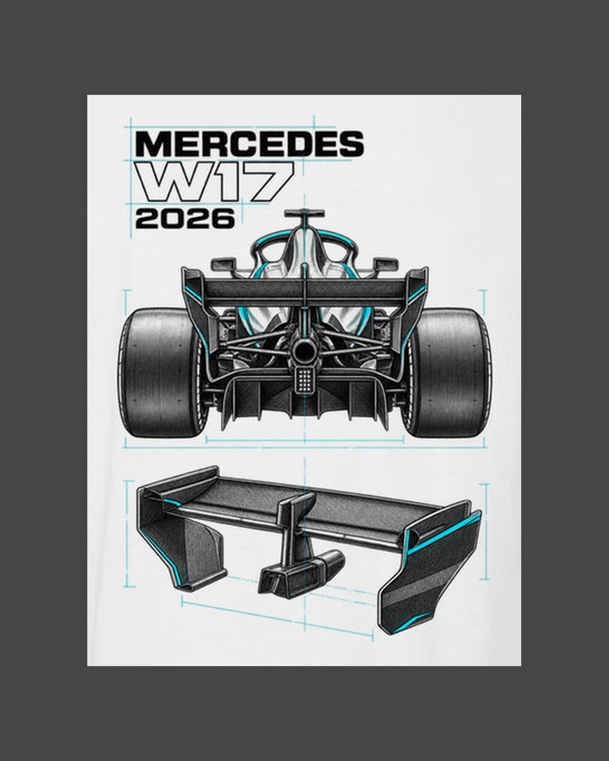 Mercedes W17 F1 2026 Rear Wing Shirt, Formula 1 Fan Tee design only
