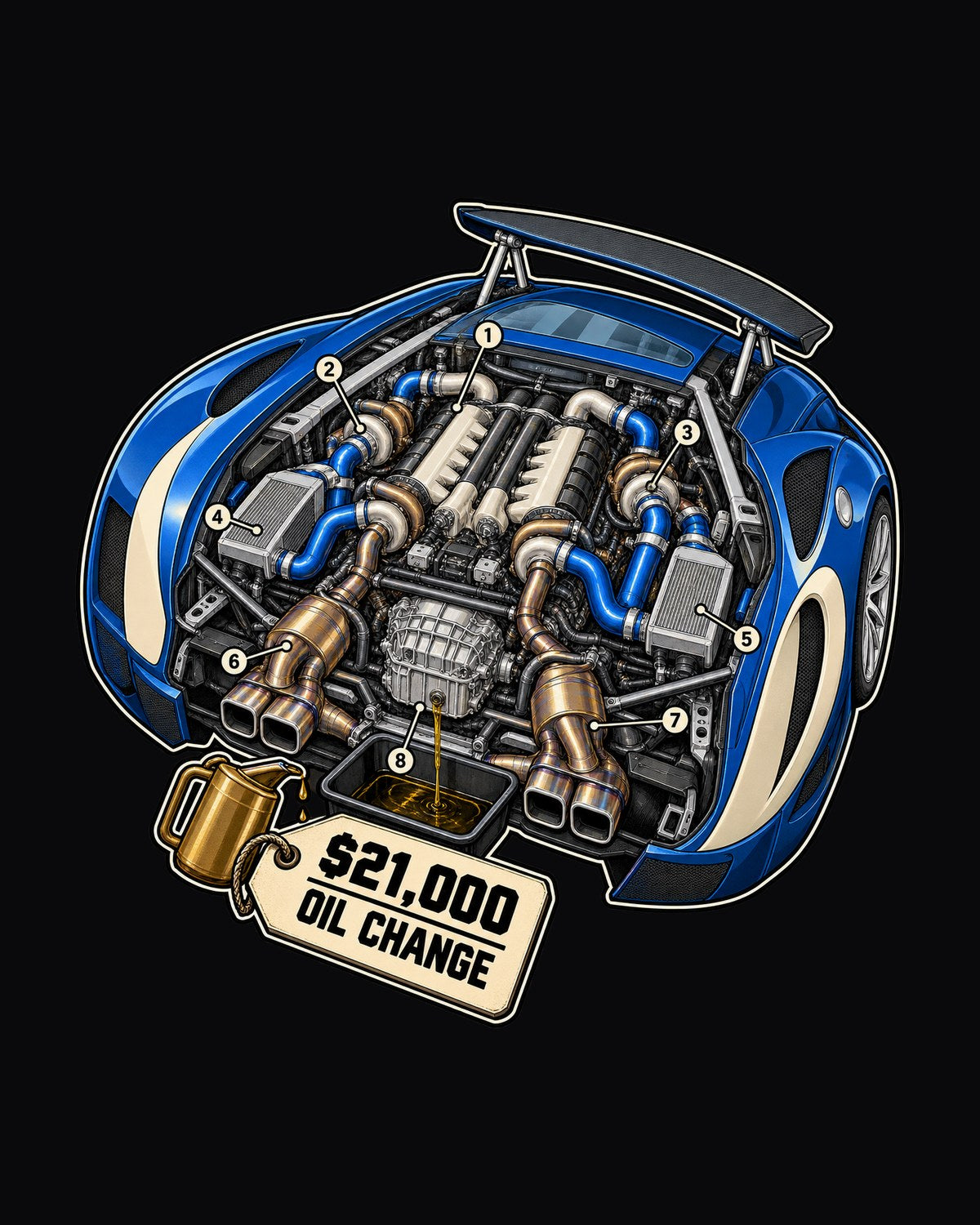 Bugatti Veyron 16.4 W16 Engine Cutaway Shirt design only
