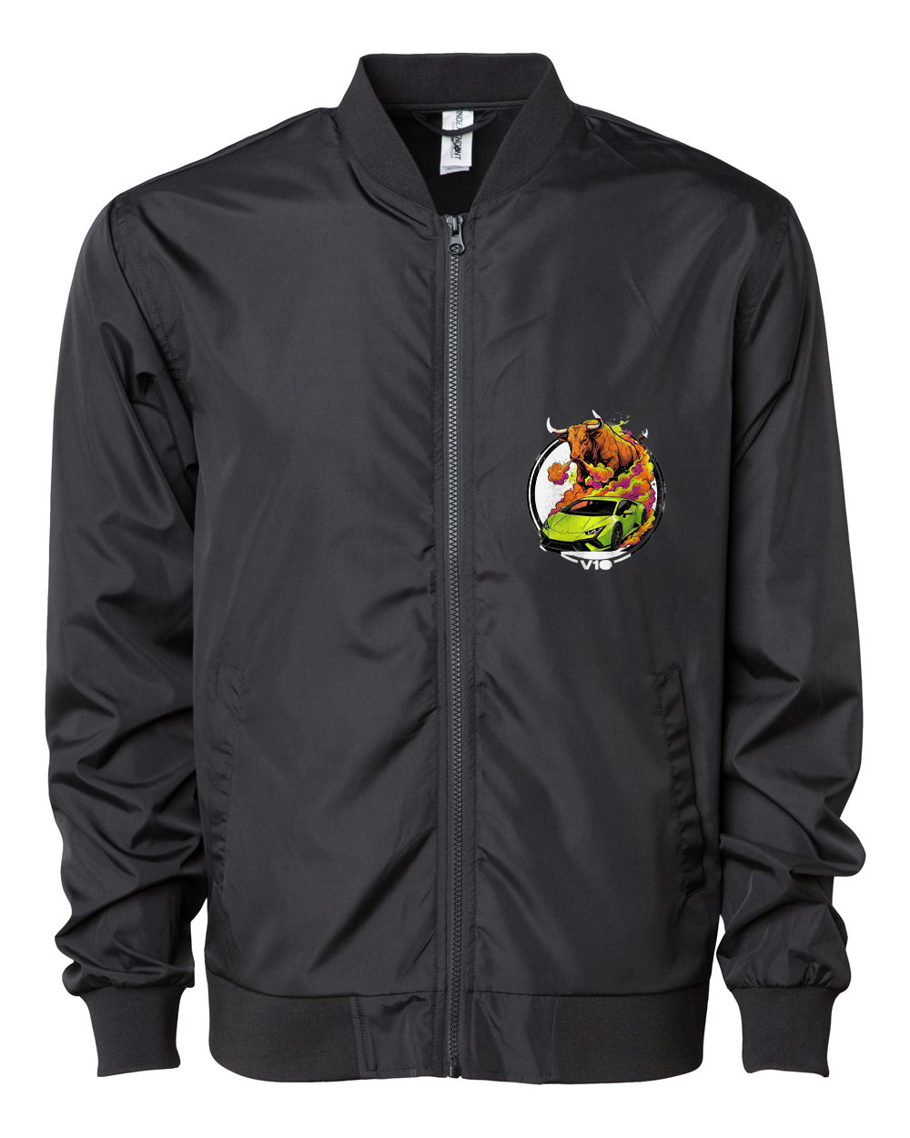 Lamborghini Huracan Bull Bomber Jacket — Black front emblem
