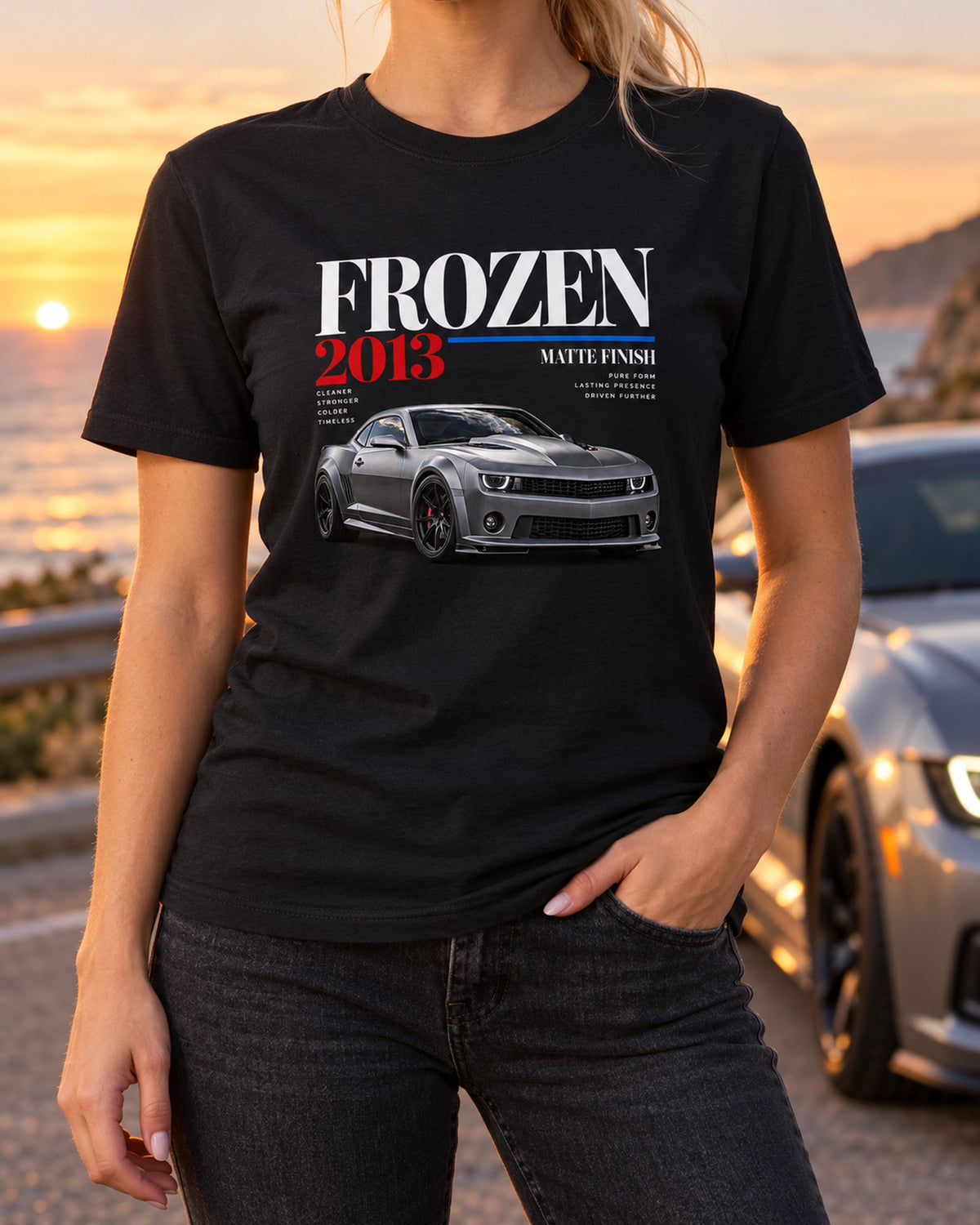 Frozen Edition BMW E92 M3 Matte Finish Editorial Car Tee T-Shirt Black worn hero
