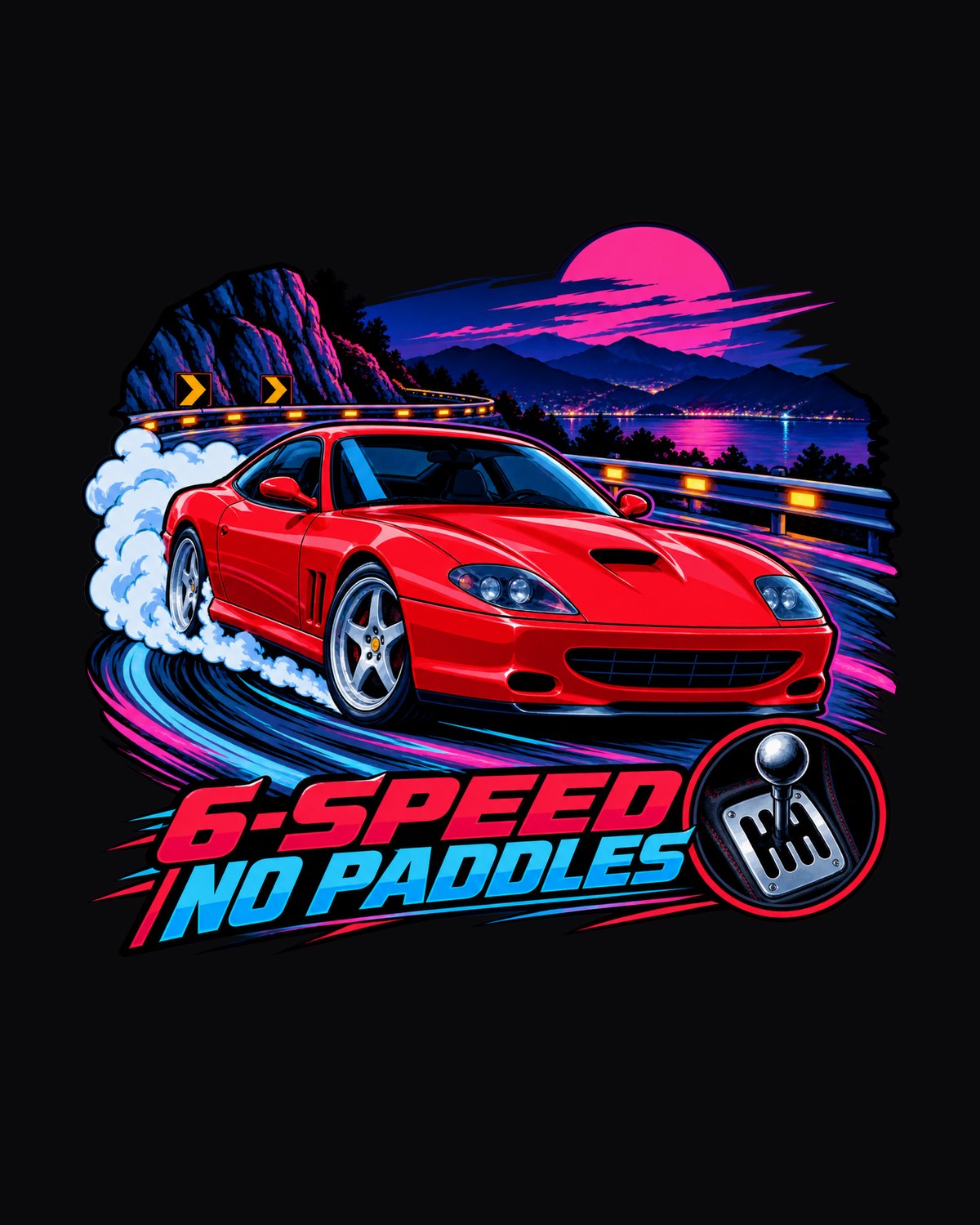 Ferrari 550 Maranello F133 Anime Touge Tee, Manual Gearbox design only