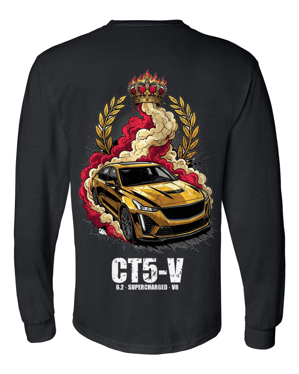 Cadillac CT5-V Crown Long Sleeve T-Shirt — Black back