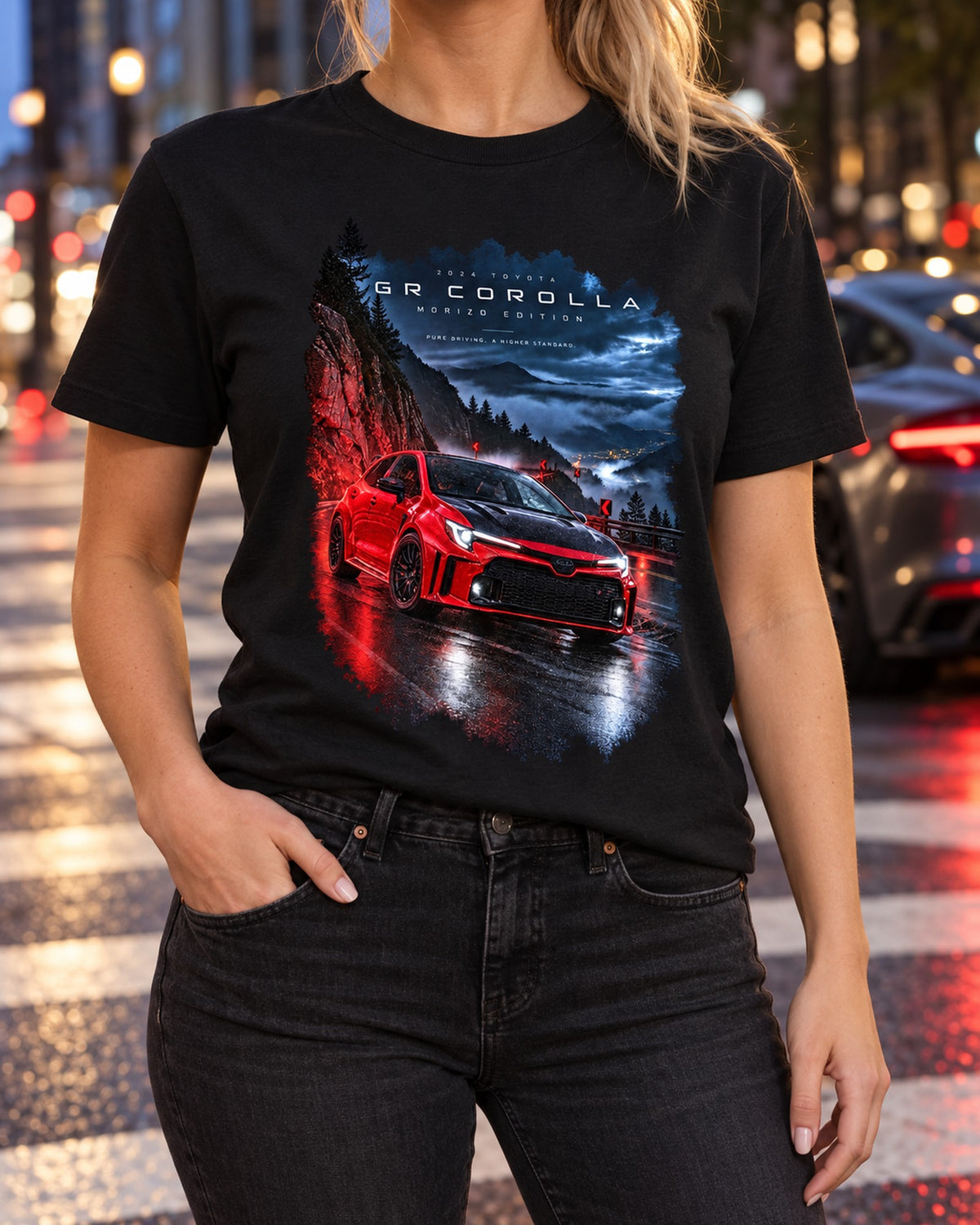 Toyota GR Corolla Morizo Edition Touge Night Street Shirt T-Shirt Black worn hero
