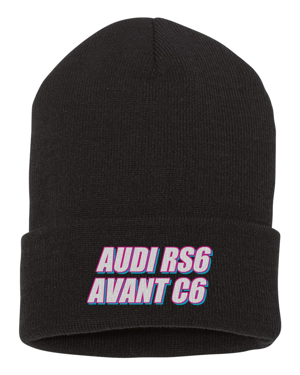 Audi Rs6 Avant C6 black beanie front view with car name