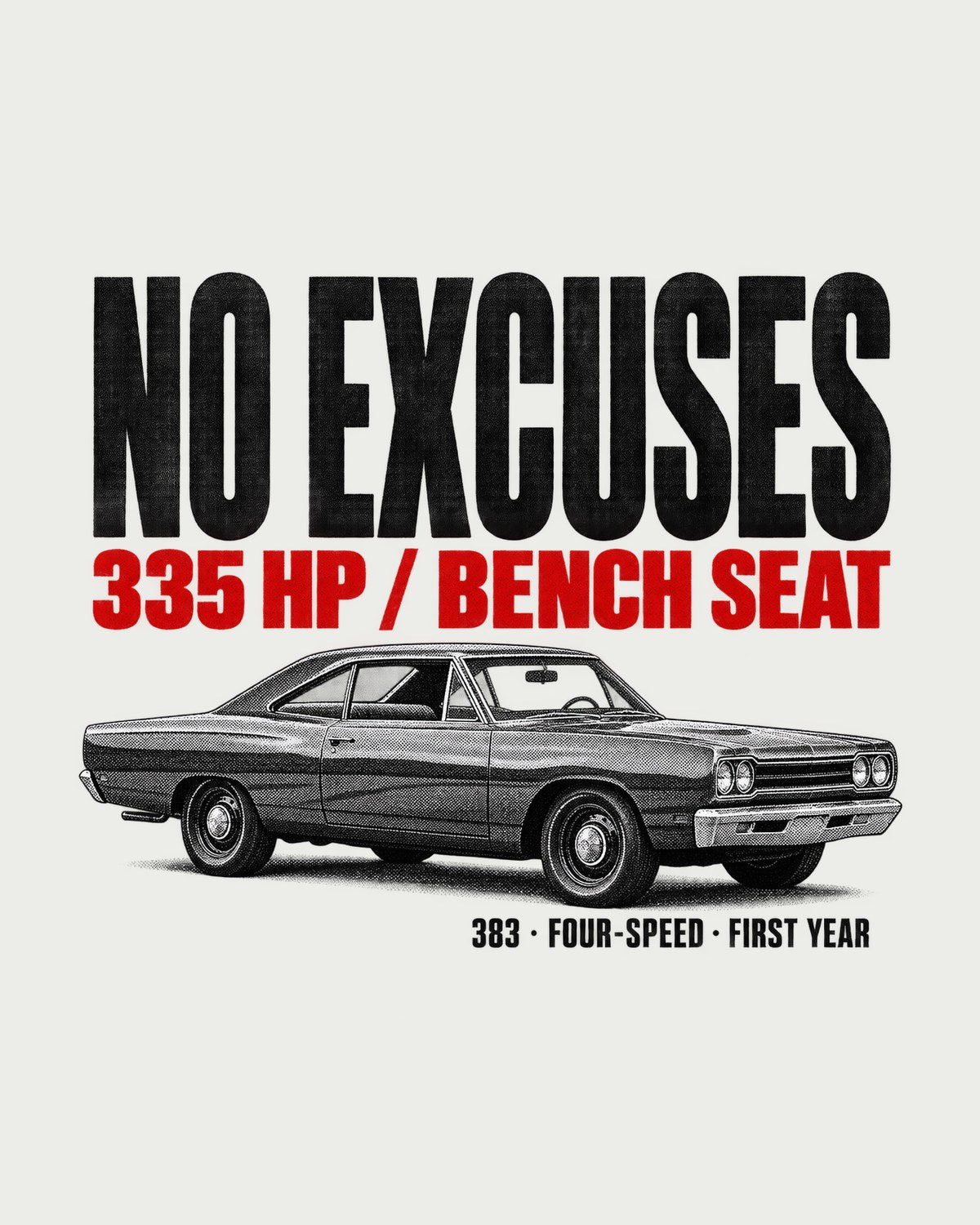 1968 Plymouth Road Runner B-body Halftone Bench Seat Tee design only