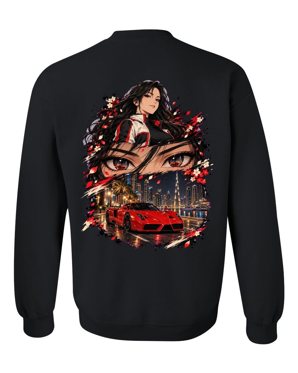 Ferrari Enzo Anime Girl Crewneck Black back