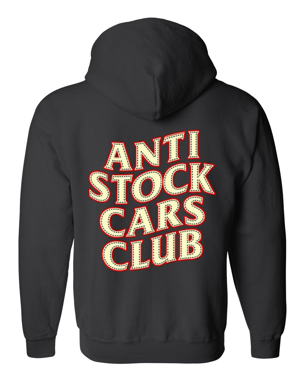 Anti Stock Cars Club Varsity College Zip Hoodie Black back