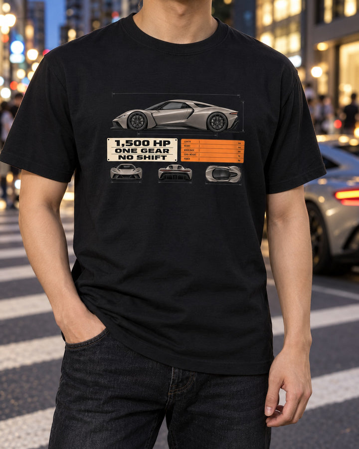 Koenigsegg Regera Dimension Blueprint Shirt, One Gear Car Tee T-Shirt Black worn hero
