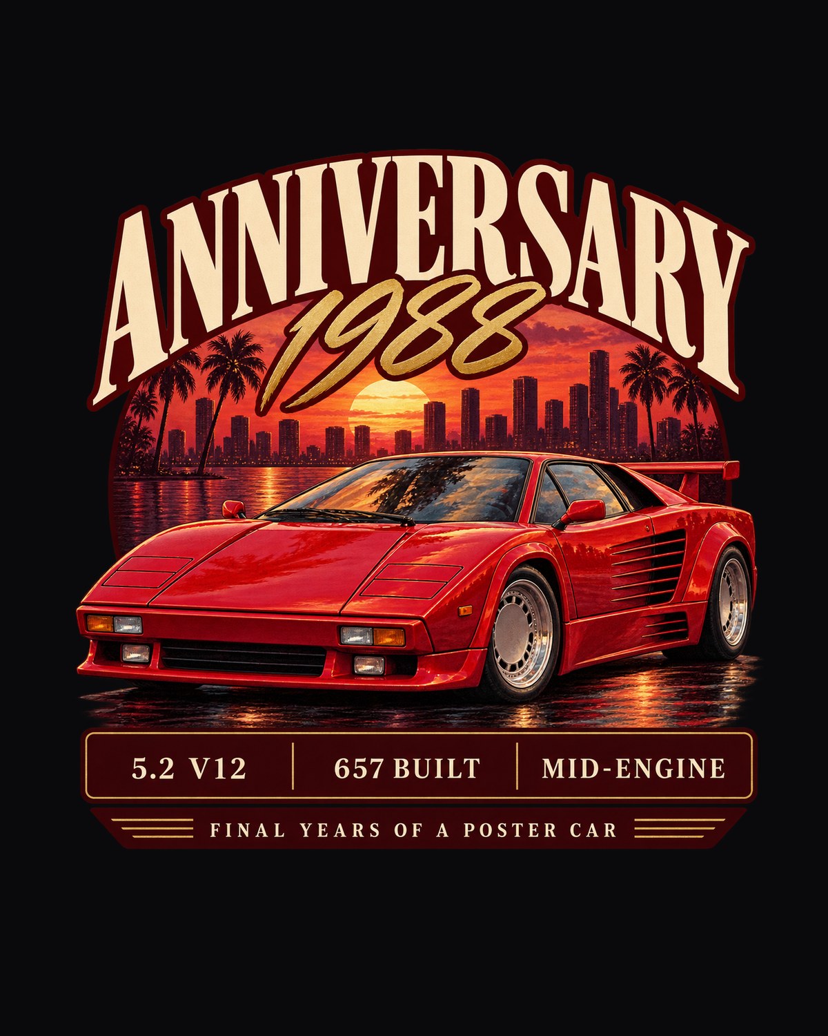 Countach 25th Anniversary 1988 Archive Panel Shirt, 5.2 V12 design only