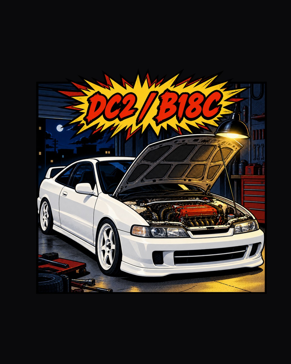 Honda Integra Type R DC2 B18C Comic Panel Shirt design only