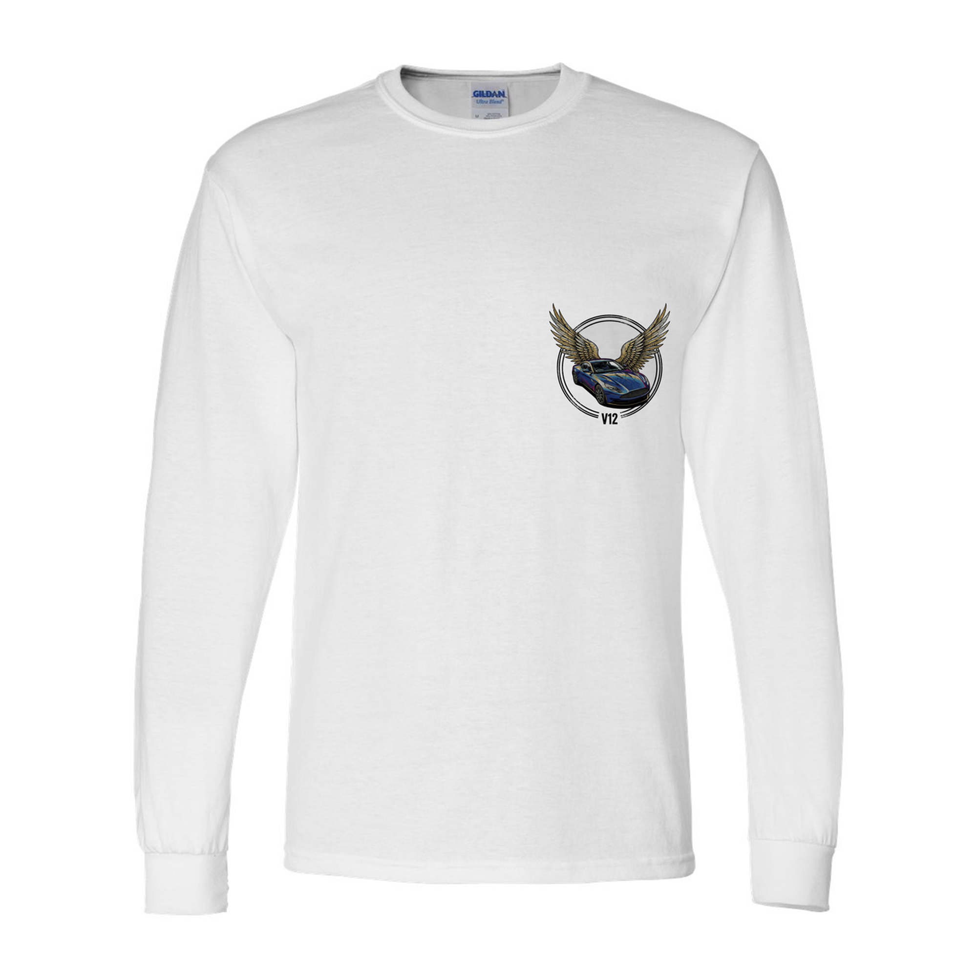 Aston Martin DB11 Wings Long Sleeve T-Shirt — White front emblem
