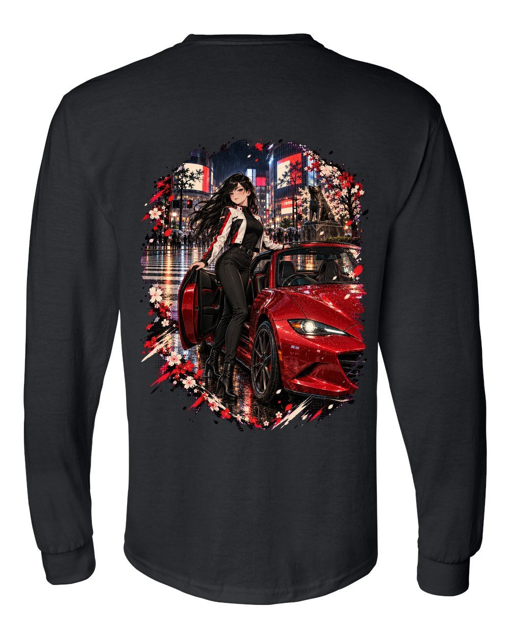 Mazda MX-5 ND Anime Girl Long Sleeve Black back