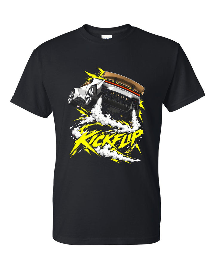 Tesla Roadster Kickflip T-Shirt Black front