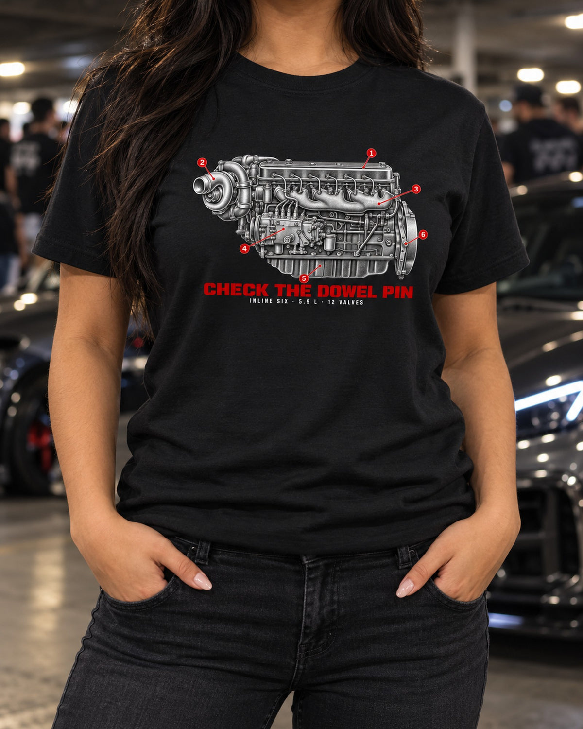 Ram 2500 5.9 12V Cummins Dowel Pin Anatomy Engine Shirt, Diesel Gift T-Shirt Black worn hero