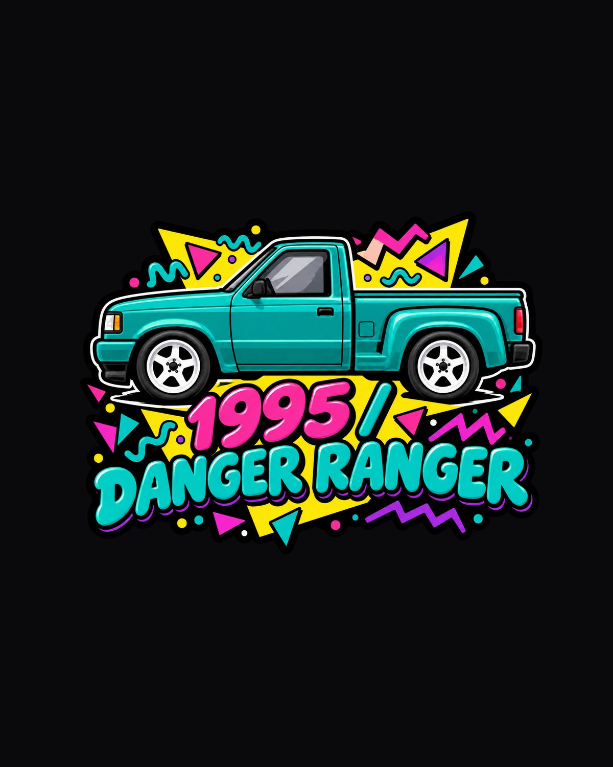 Ford Ranger 1995 Stepside 90s Memphis Style Shirt design only