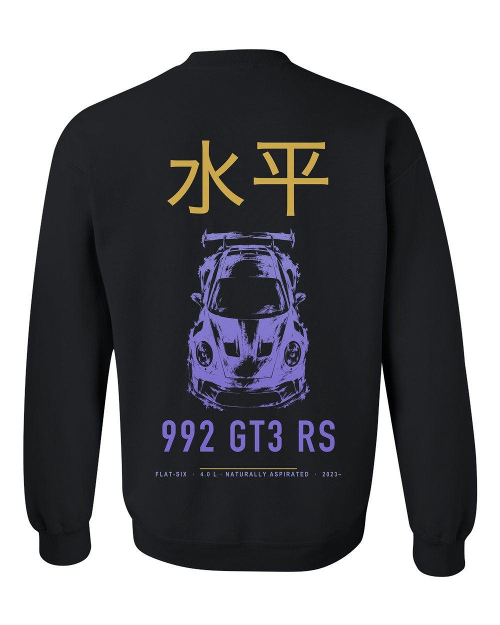 992 GT3 RS full-back artwork black crewneck back view with the design
