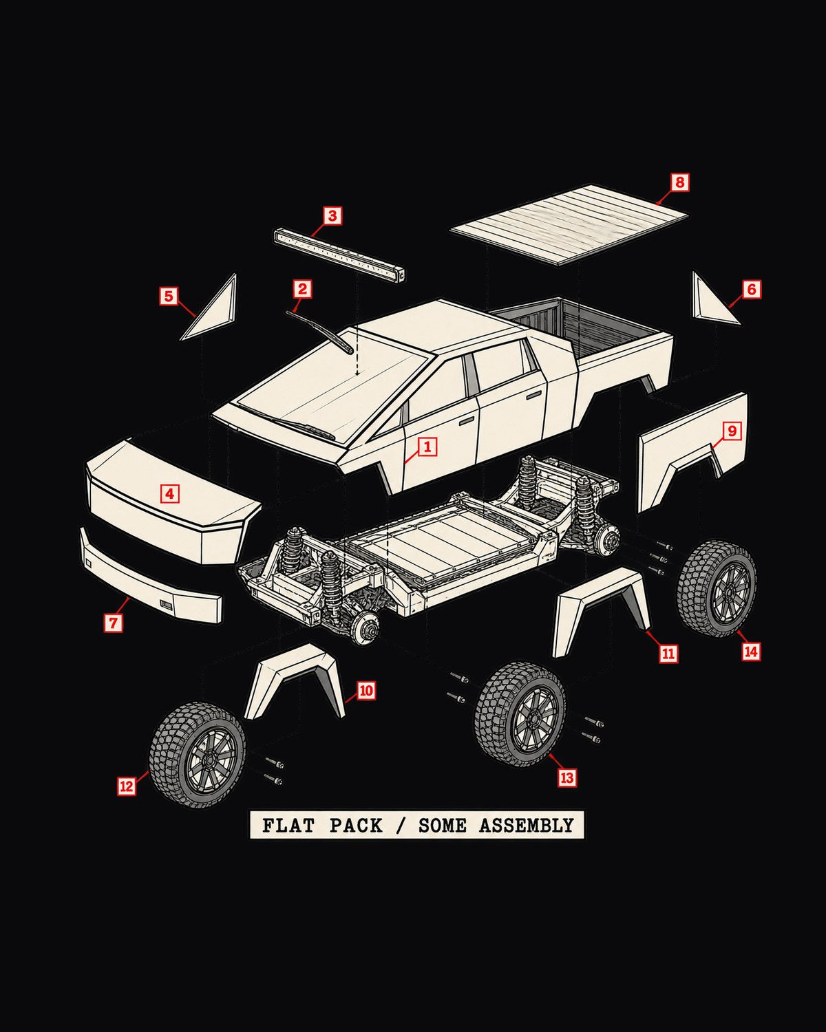 Cybertruck Exploded View Patent Drawing Shirt, Tesla Fan Gift design only