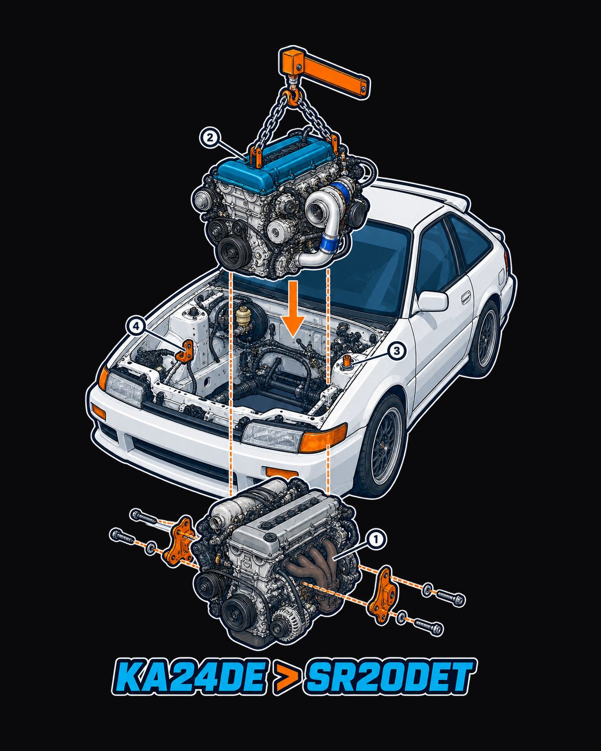 Sileighty Swap Day Exploded Engine Diagram Car Shirt design only