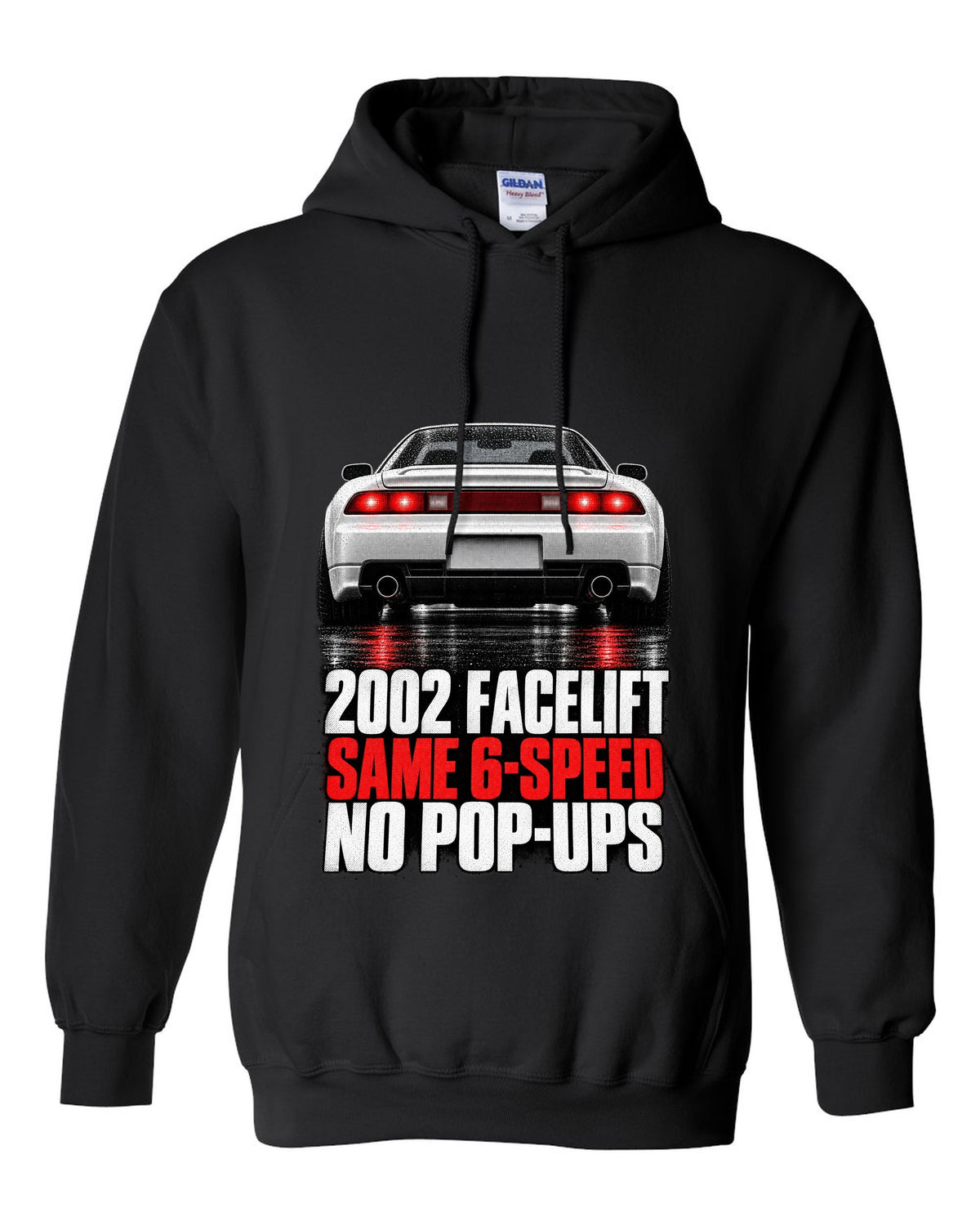 Honda NSX NA2 taillight detail design with 2002 facelift same 6-speed no pop-ups text black pull over hoodie front view with the design