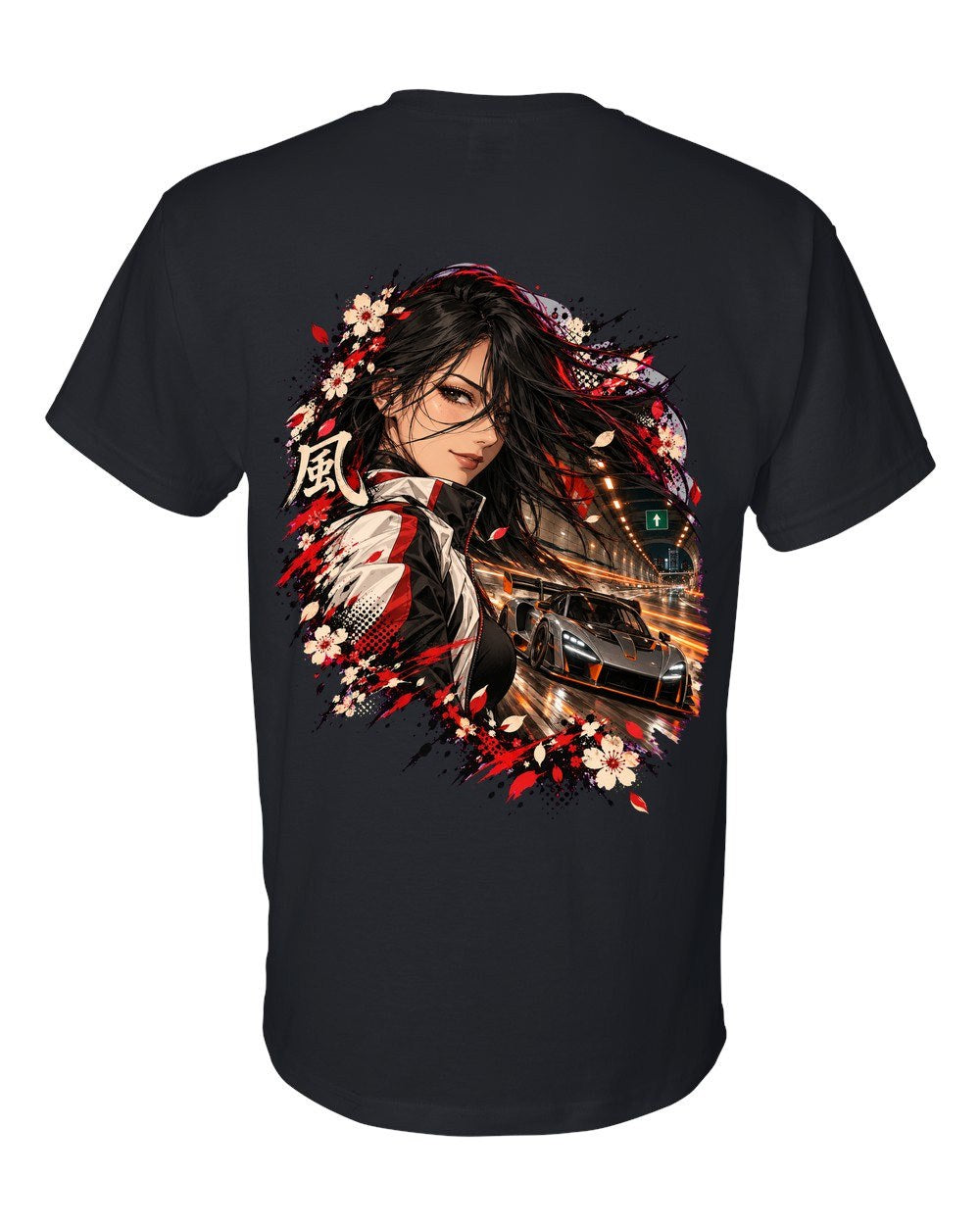 McLaren Senna Anime Girl T-Shirt Black back