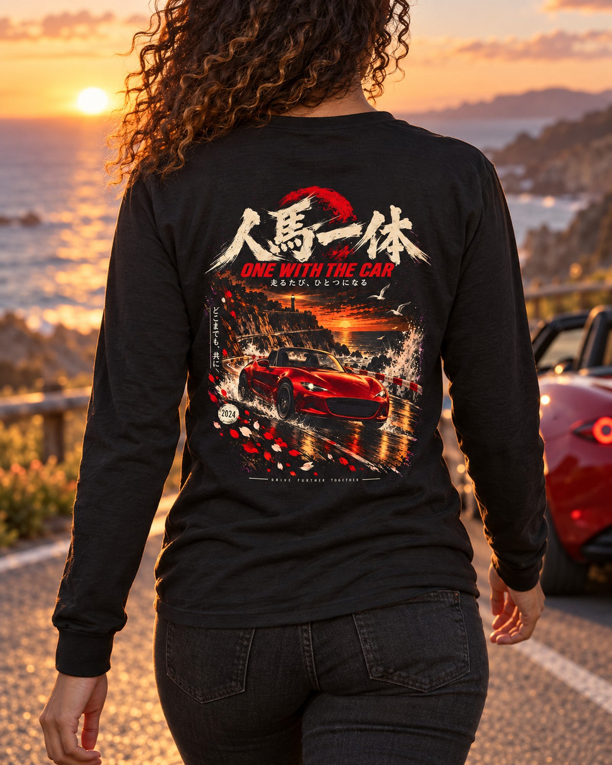 Mazda MX-5 ND One With The Car Shirt, Hoodie & More Long Sleeve Black worn hero
