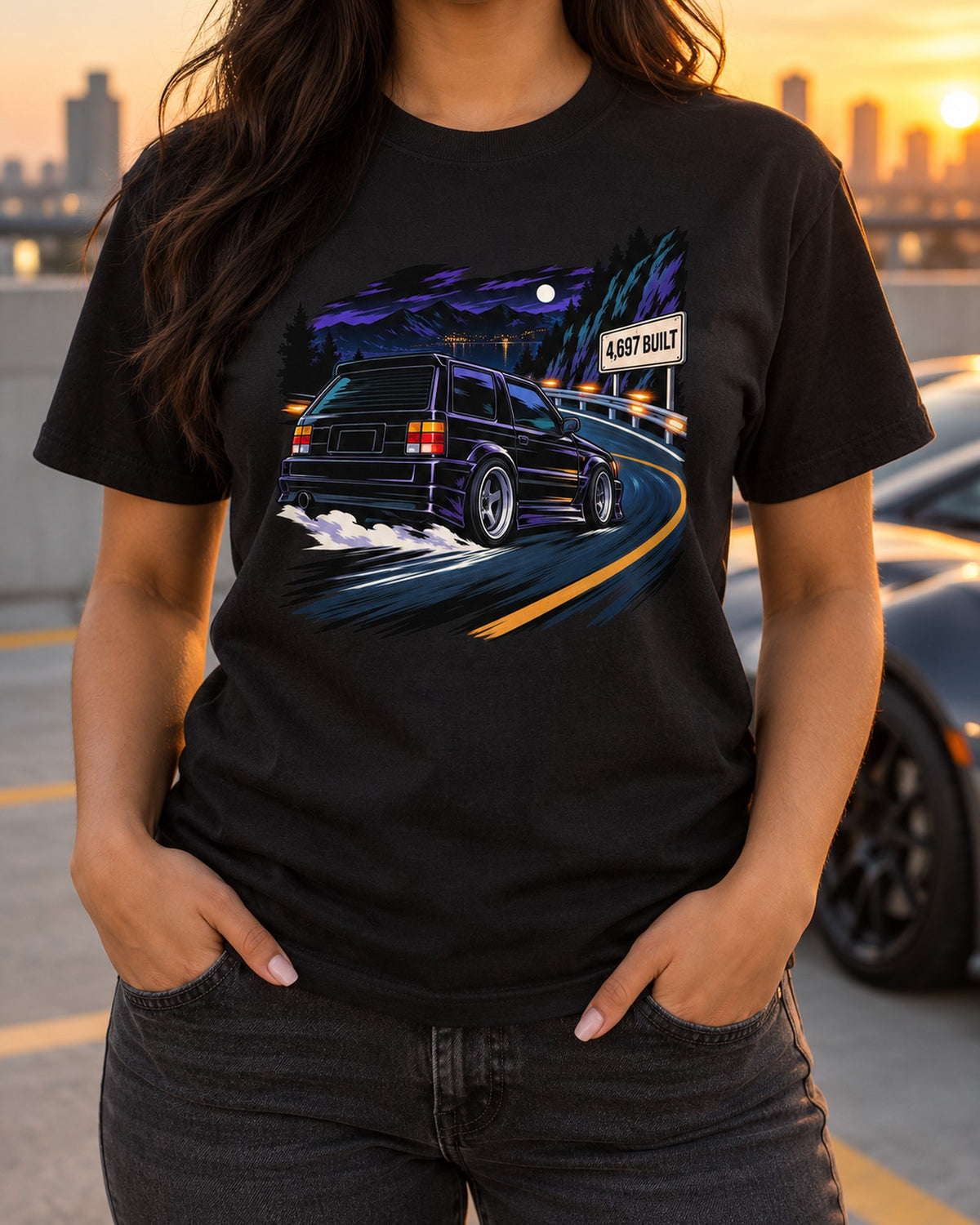 GMC Typhoon Anime Night Touge Shirt, 4,697 Built Car Guy Gift T-Shirt Black worn hero
