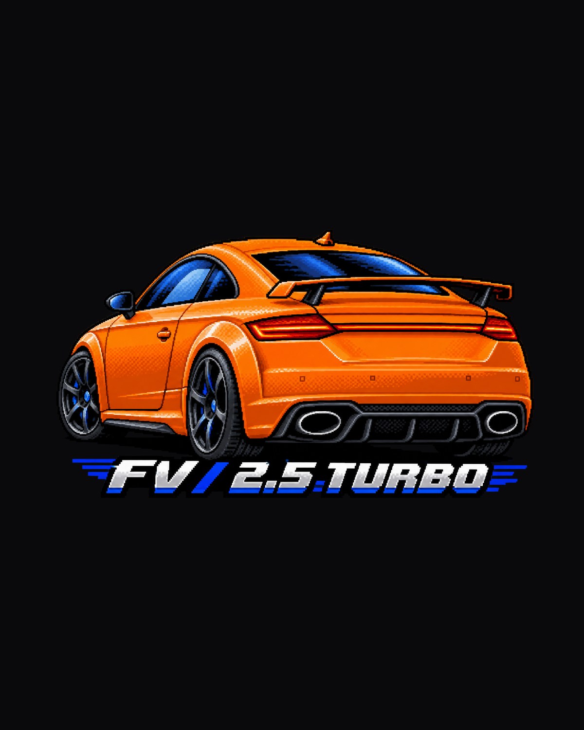 Audi TT RS FV Pixel Art Shirt, 2.5 Turbo Five-Cylinder Tee design only