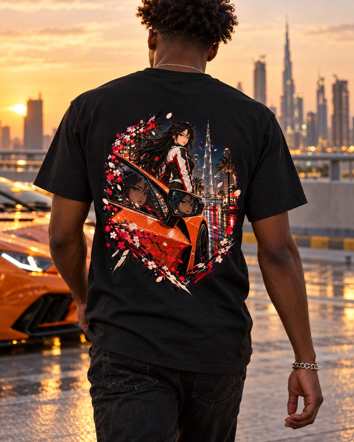Lamborghini Revuelto Anime Girl Shirt, Hoodie & More T-Shirt Black worn hero