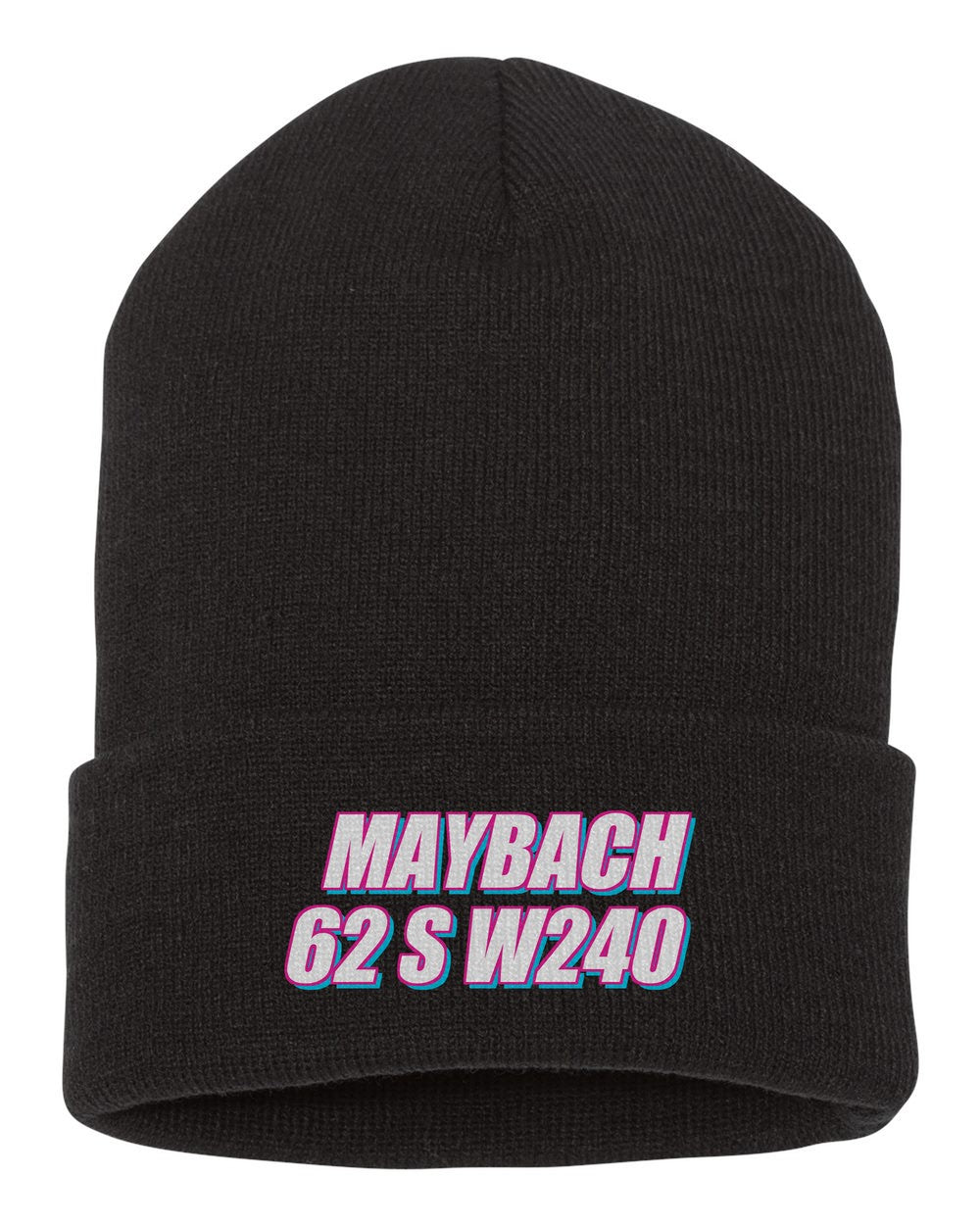 Maybach 62 S W240 black beanie front view with car name