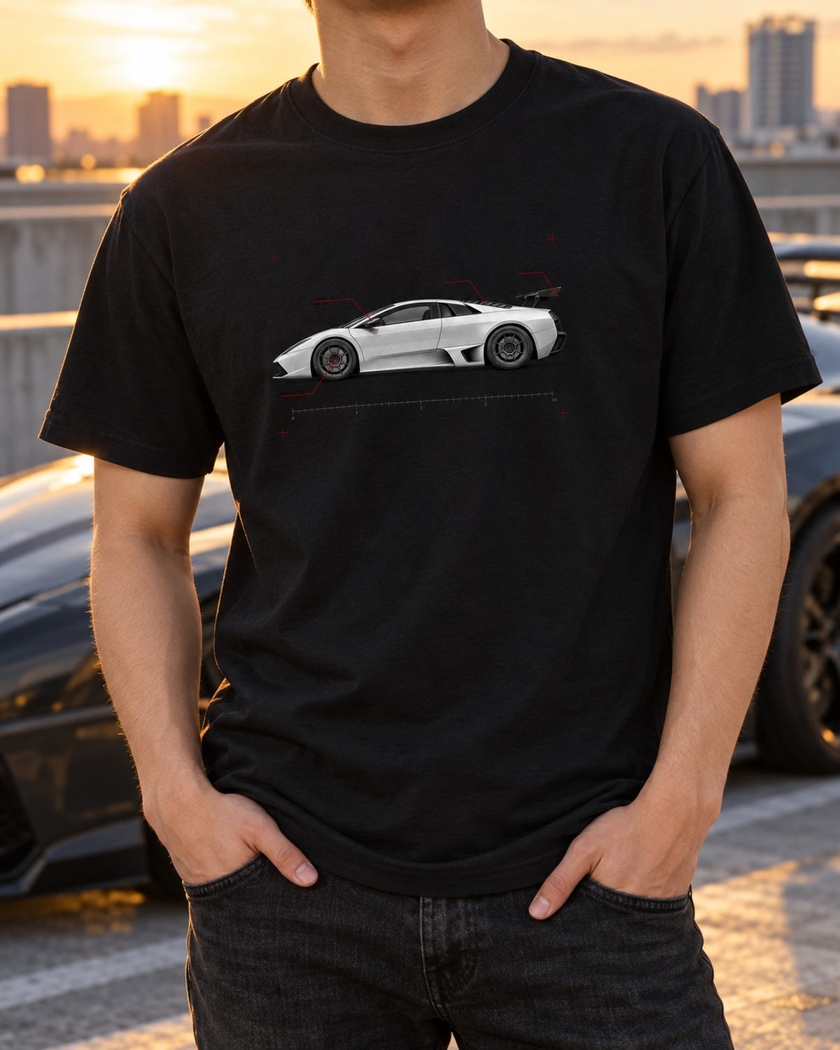 Gallardo Superleggera Spec Poster Shirt, 618 Made, Car Guy Gift T-Shirt Black worn hero