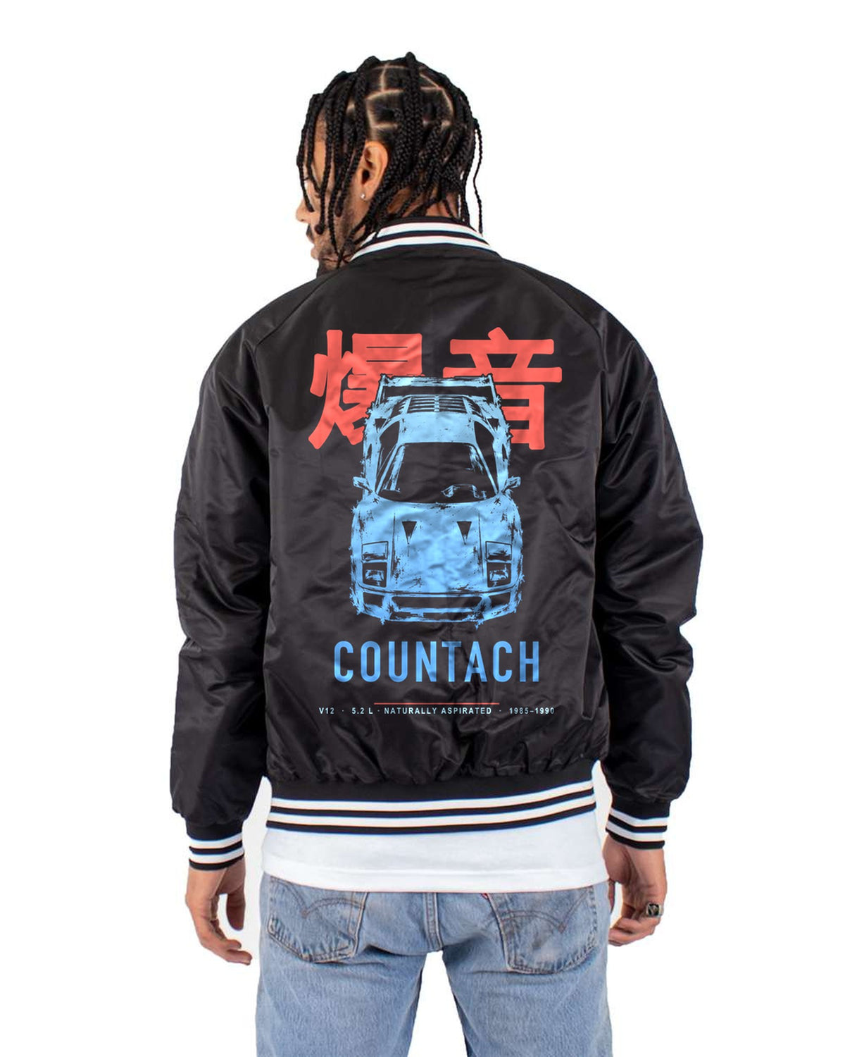 COUNTACH V12 Full-Back Graphic Tee Bomber Jacket Black back
