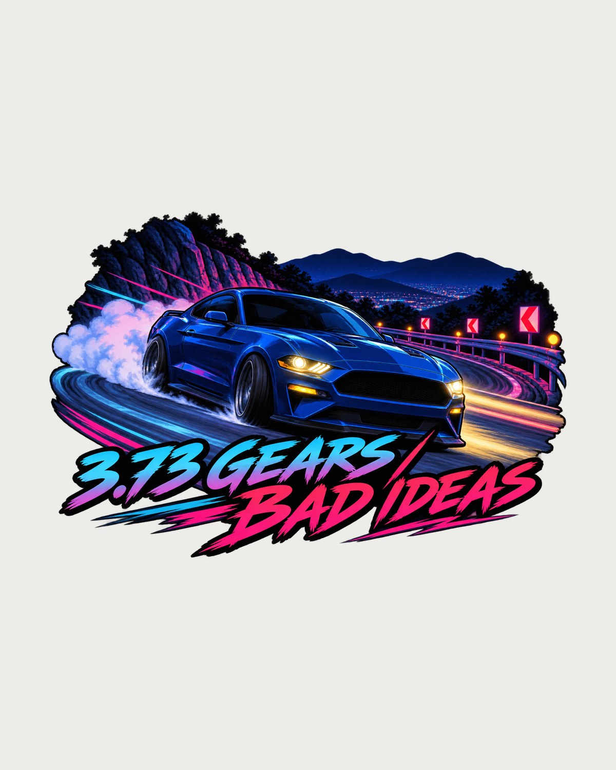 S550 Mustang Anime Touge Pass Shirt, 3.73 Gears print design only