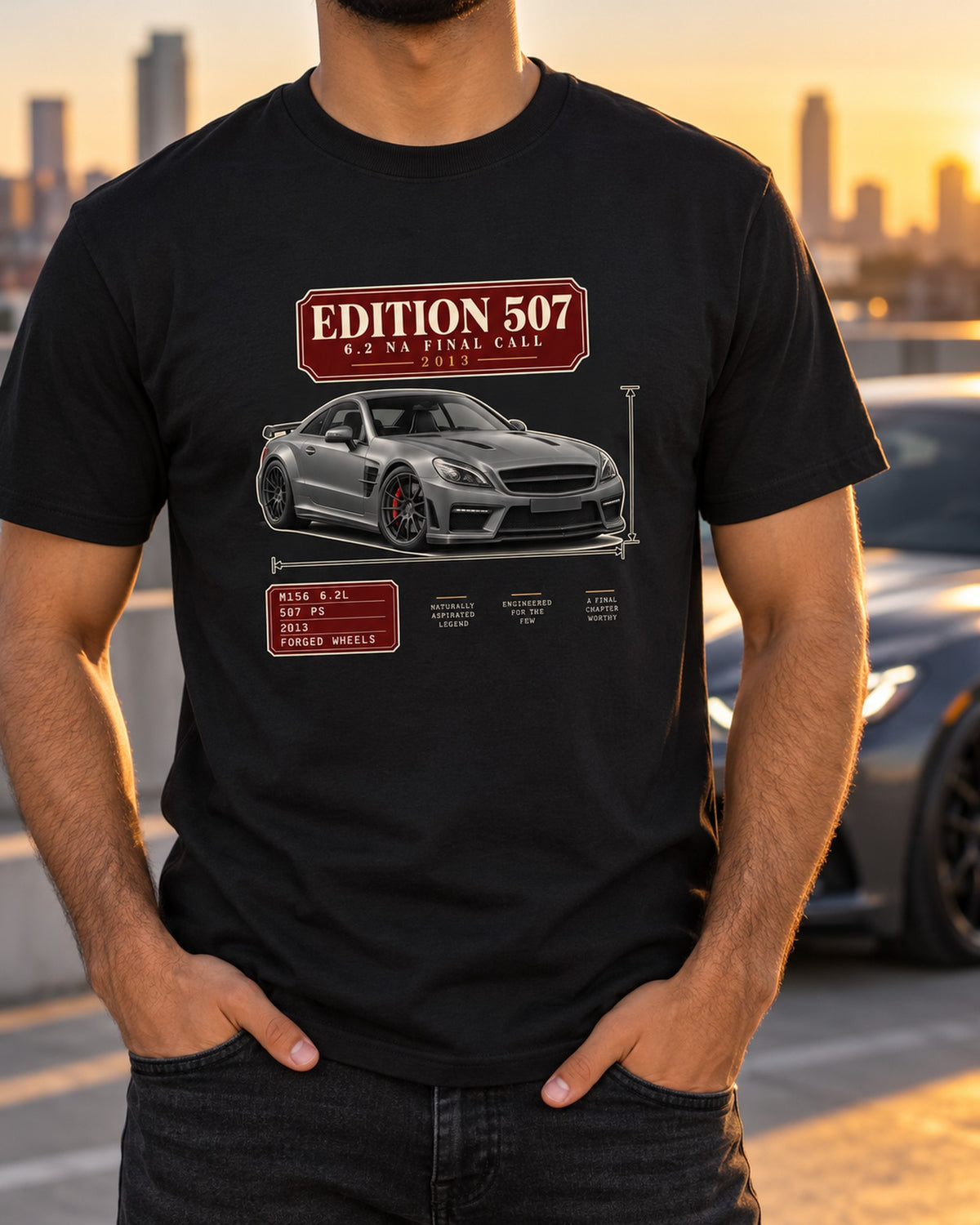 C204 Mercedes-AMG C63 Edition 507 Archive Panel Tee, Car Show Shirt T-Shirt Black worn hero